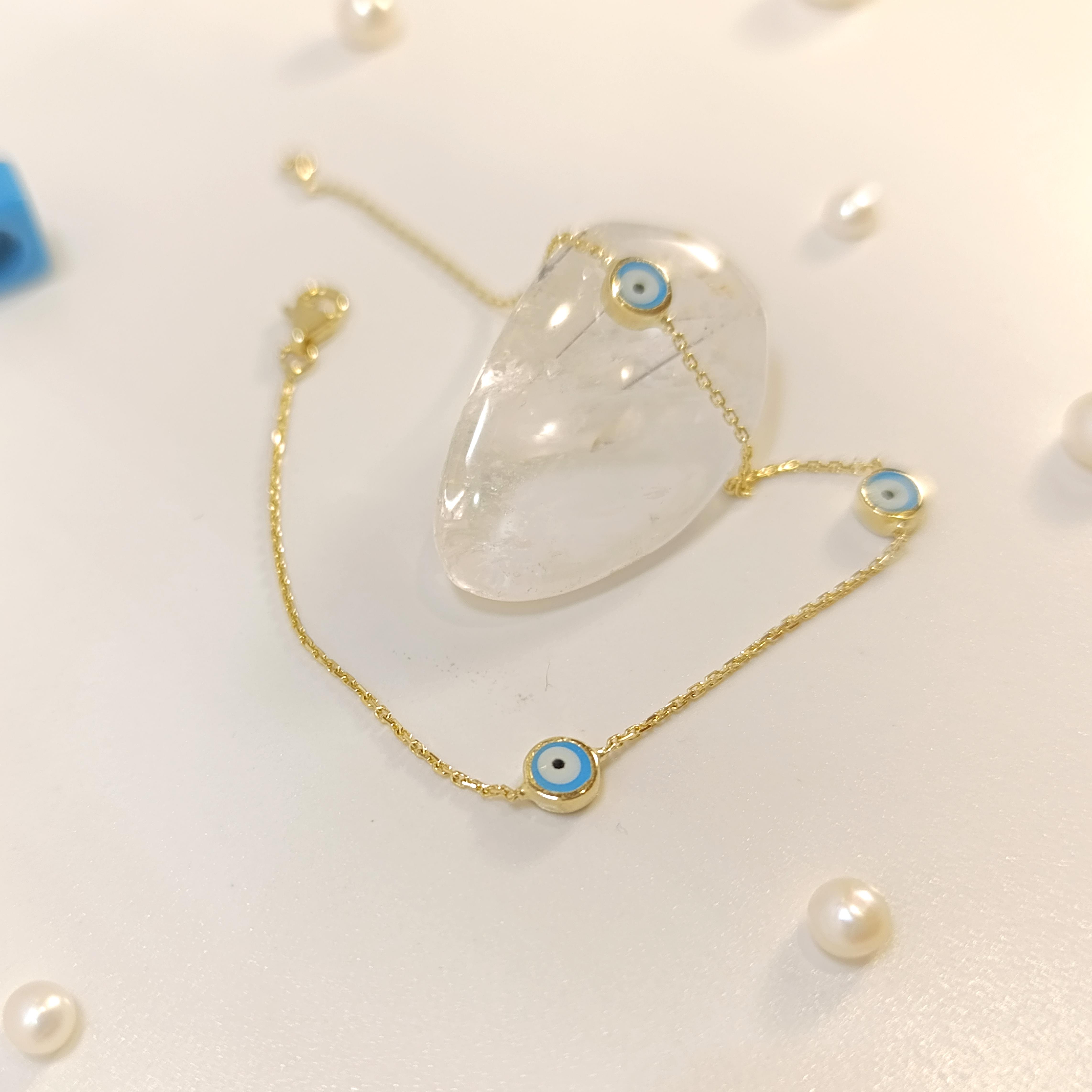 M,ineli Göz Bileklik Künye 14 Ayar Altın HD VİDEOLU