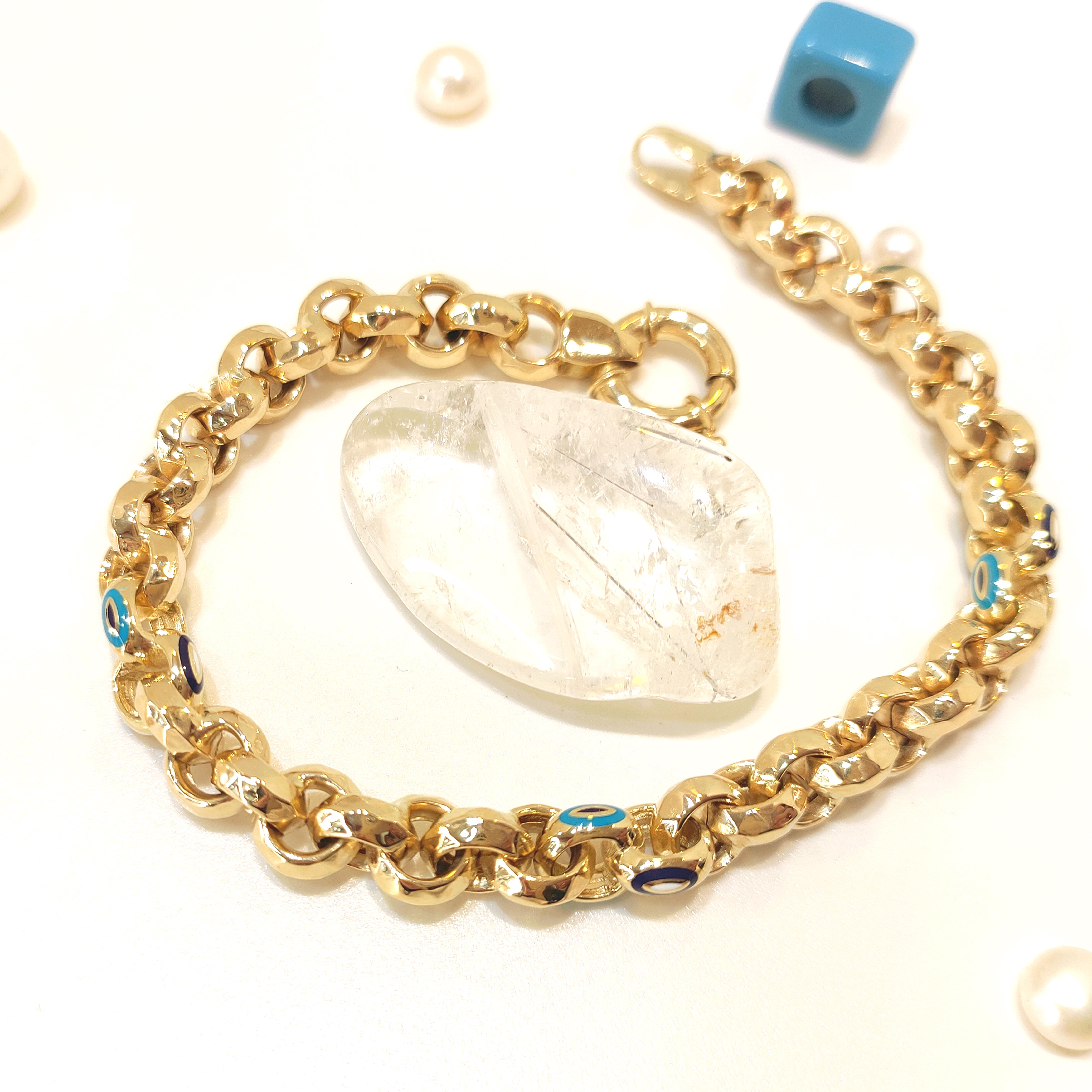 Mineli Rolo Doç Bileklik Künye 14 Ayar Altın HD VİDEOLU