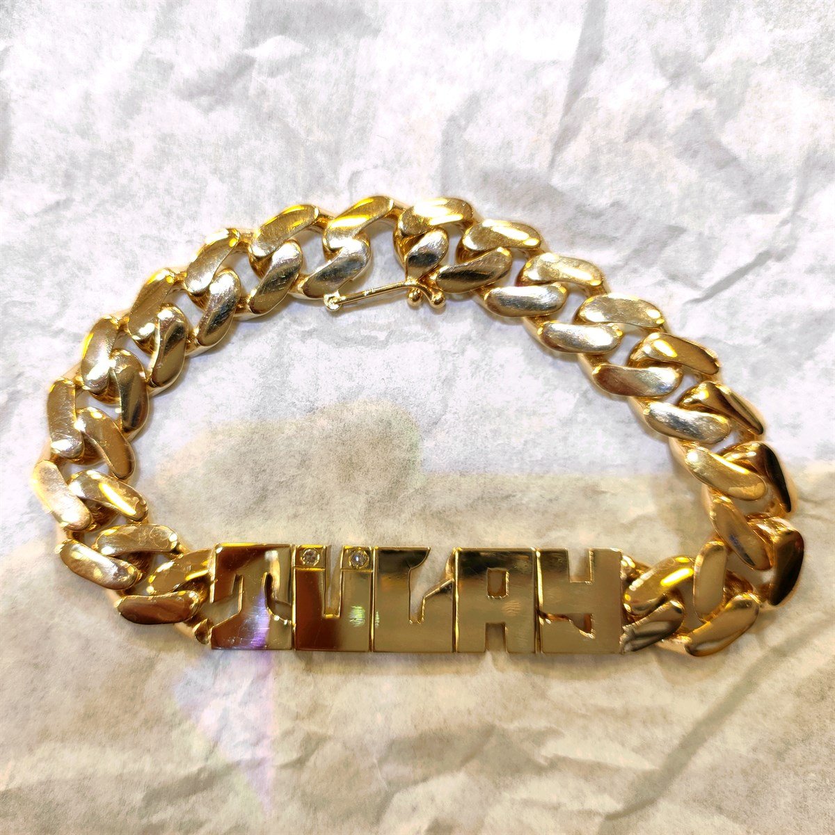 Oynak Harfli İsim Bileklik 14 Ayar Altın