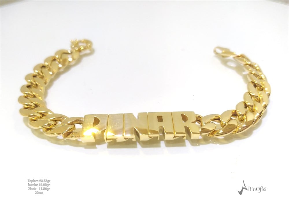 Oynak Harfli İsim Bileklik 14 Ayar Altın