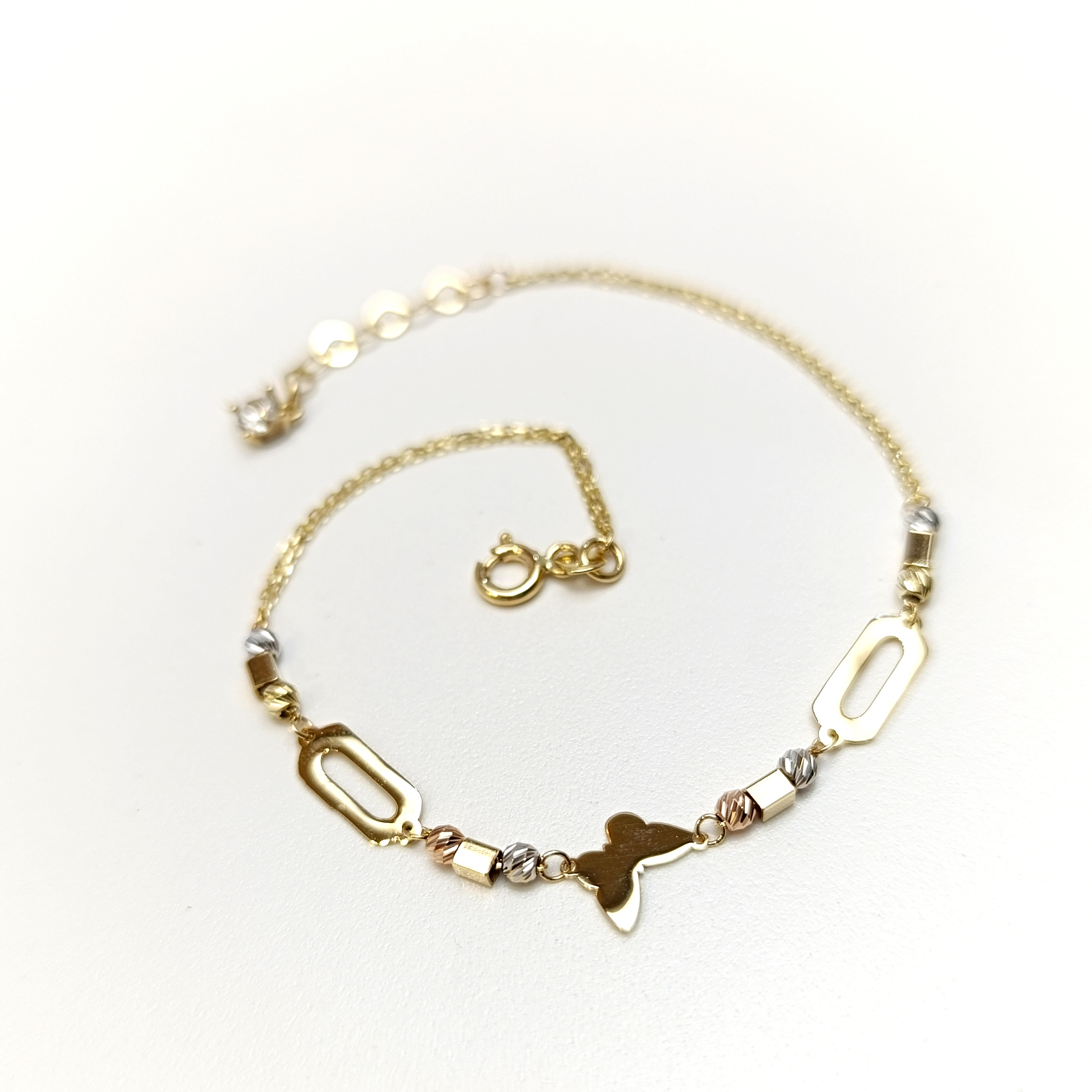 Pul Kelebek  Dorika Toplu Bileklik Künye 14 Ayar Altın HD VİDEOLU