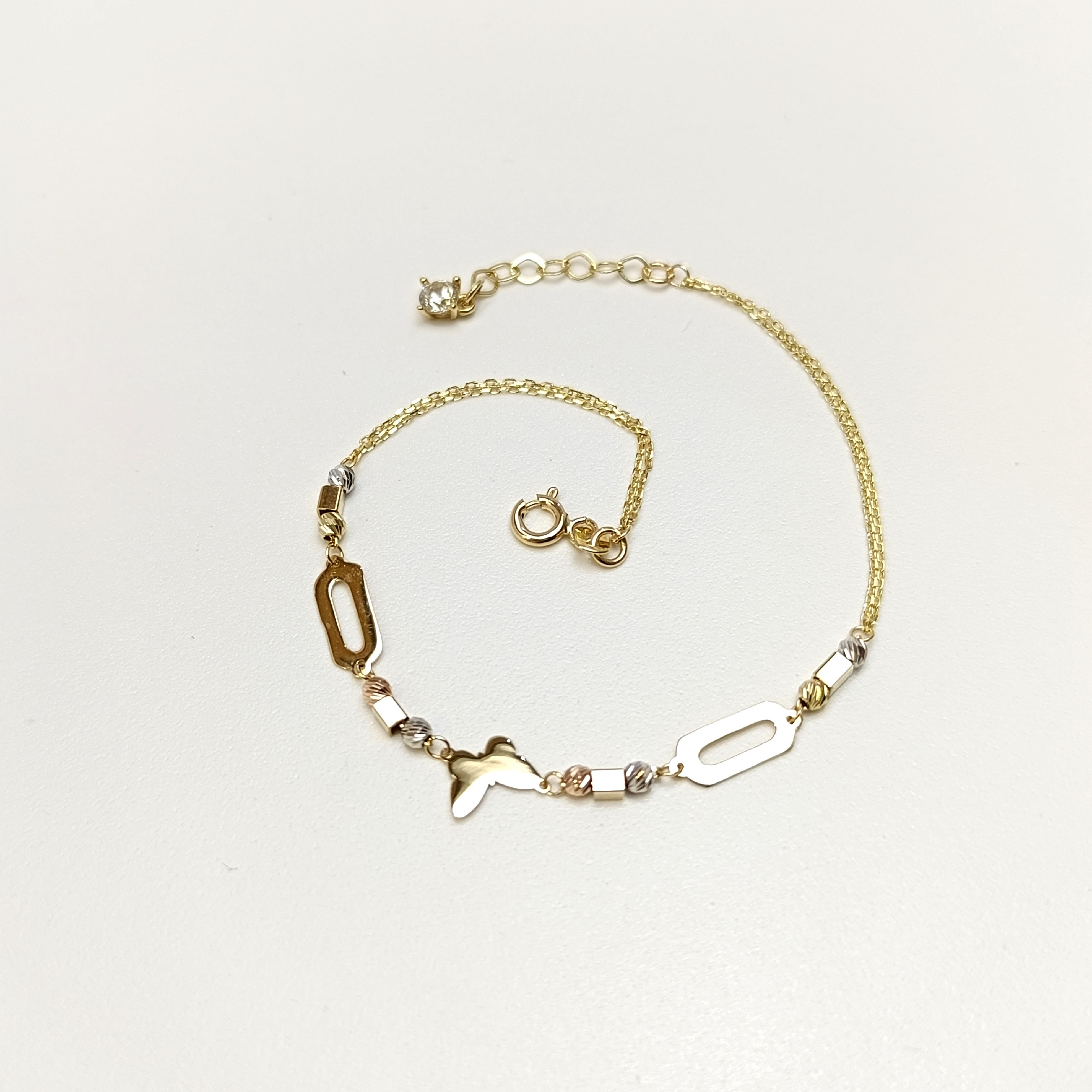 Pul Kelebek  Dorika Toplu Bileklik Künye 14 Ayar Altın HD VİDEOLU