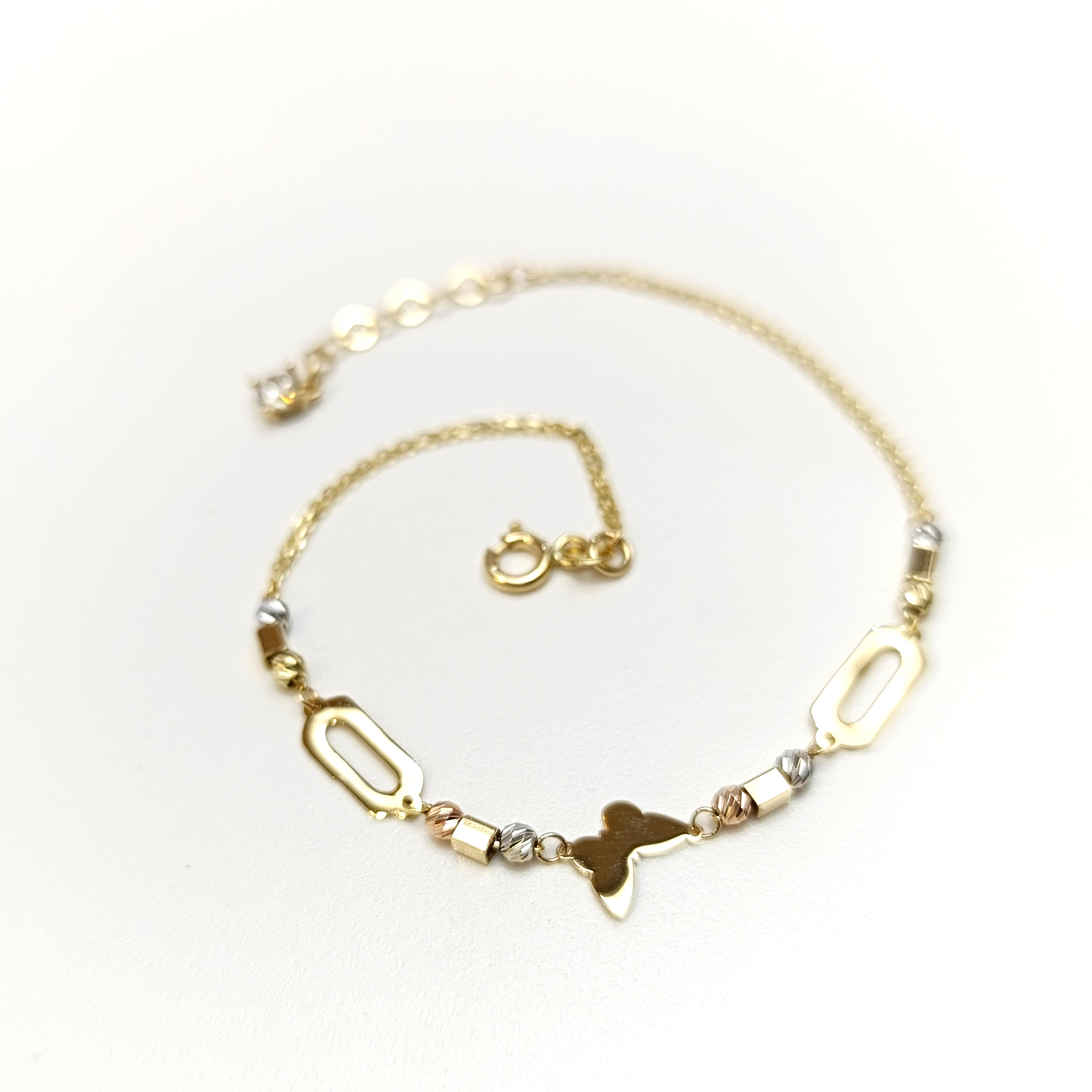 Pul Kelebek  Dorika Toplu Bileklik Künye 14 Ayar Altın HD VİDEOLU