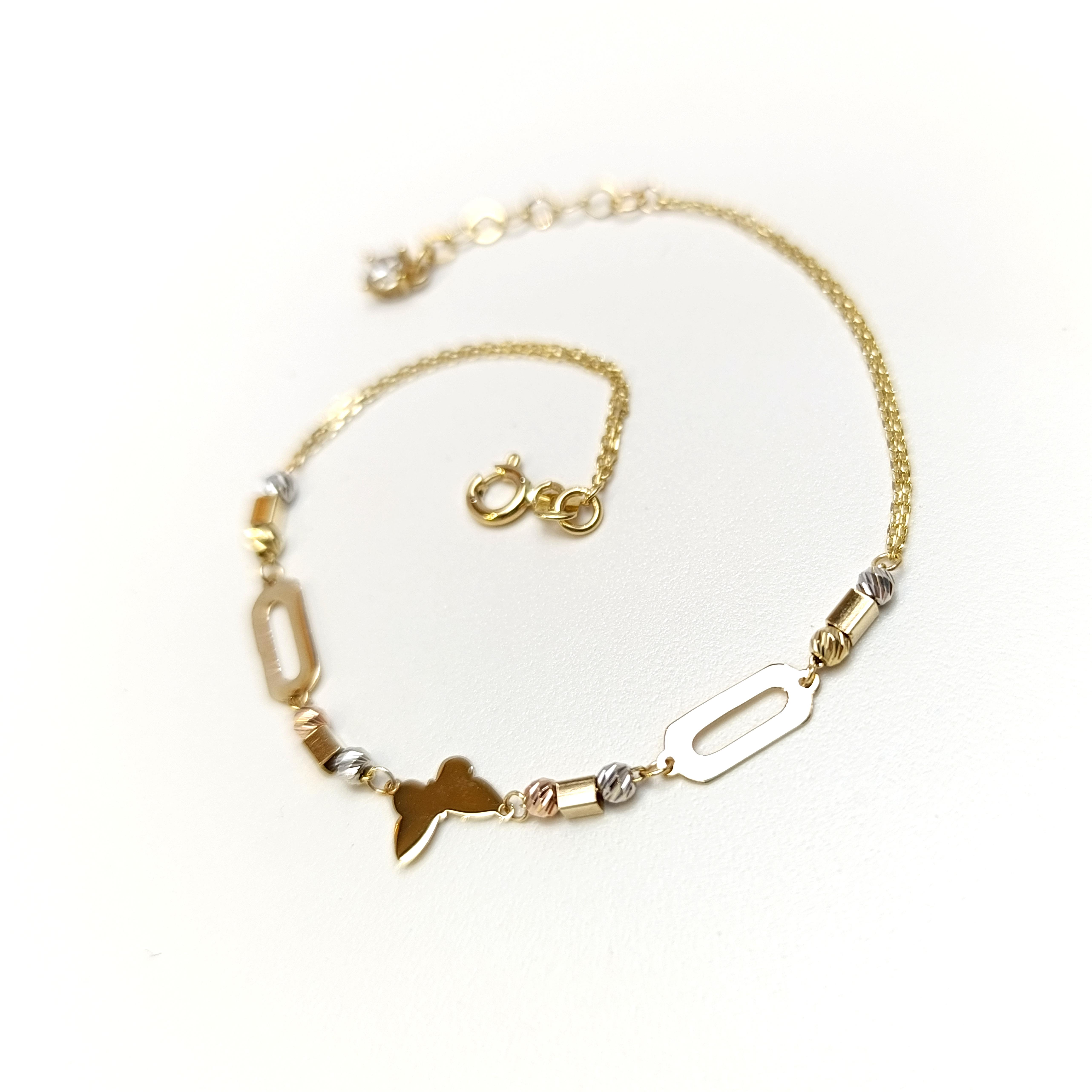 Pul Kelebek  Dorika Toplu Bileklik Künye 14 Ayar Altın HD VİDEOLU