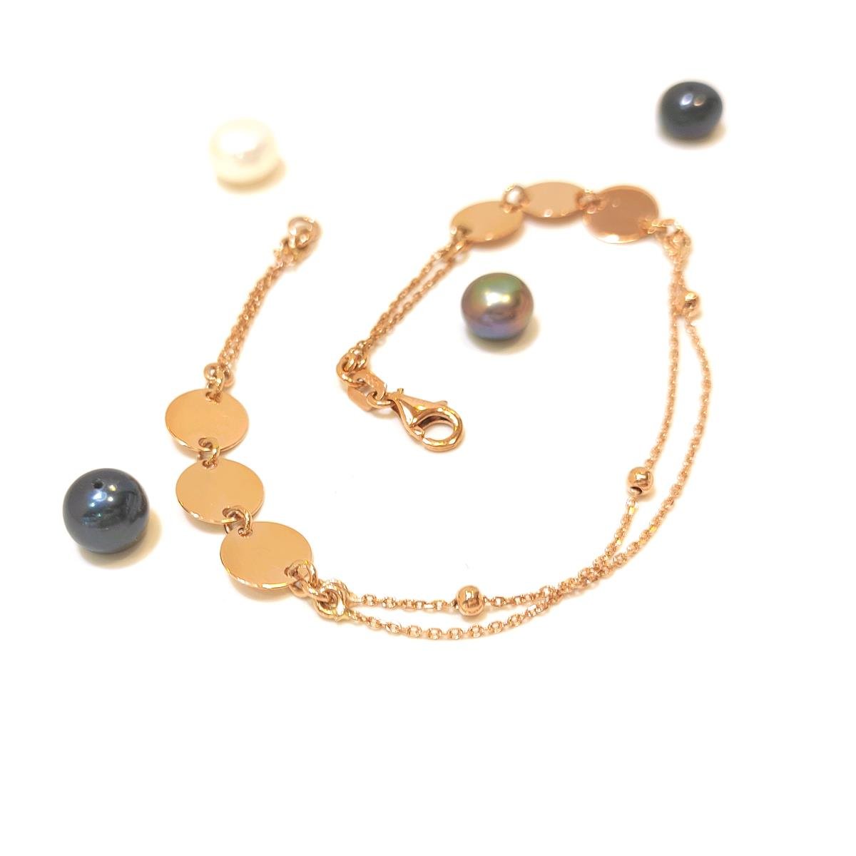 Pullu Çift Zincir Bileklik Künye 14 Ayar Altın HD VİDEOLU