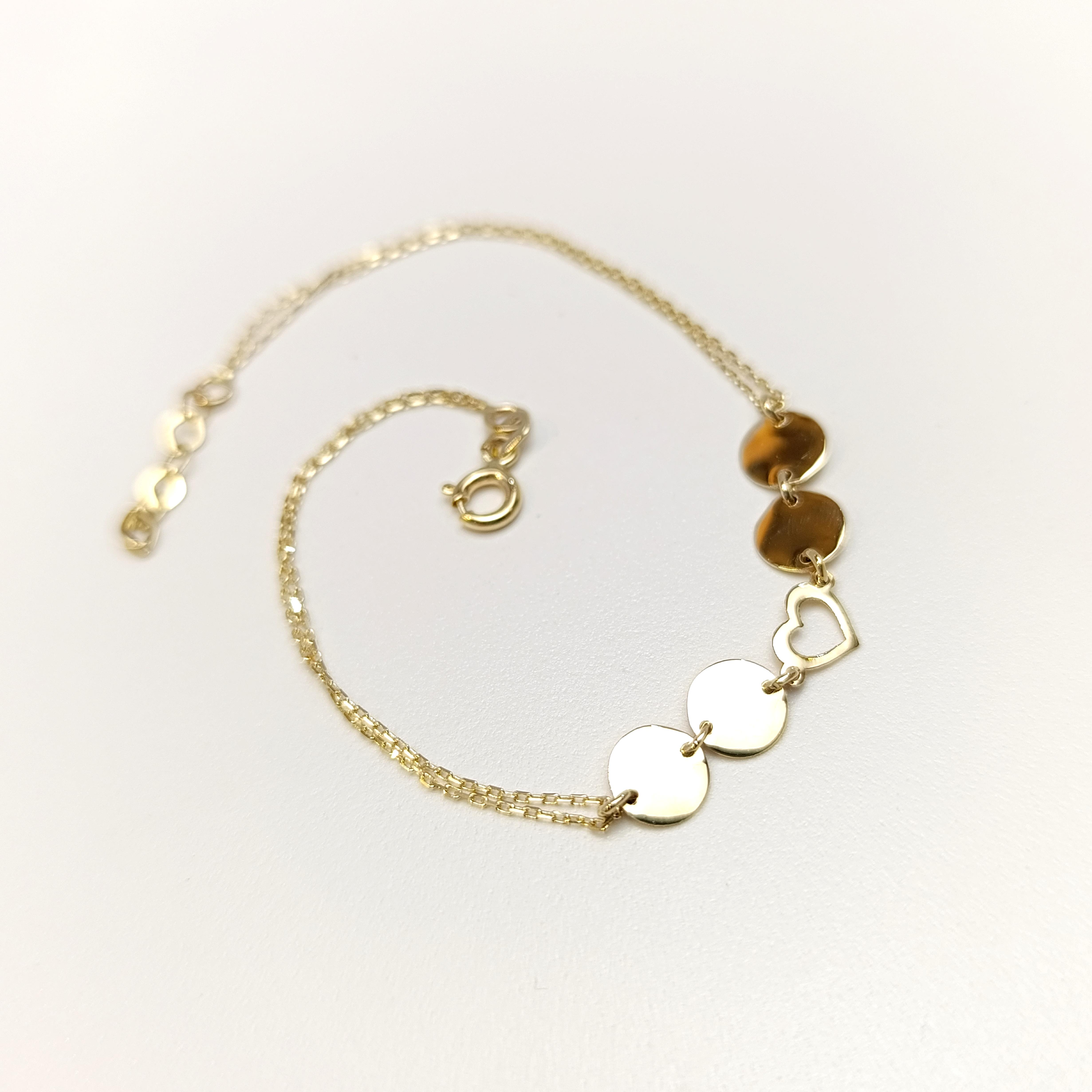 Pullu Kalpli Bileklik Künye 14 Ayar Altın HD VİDEOLU