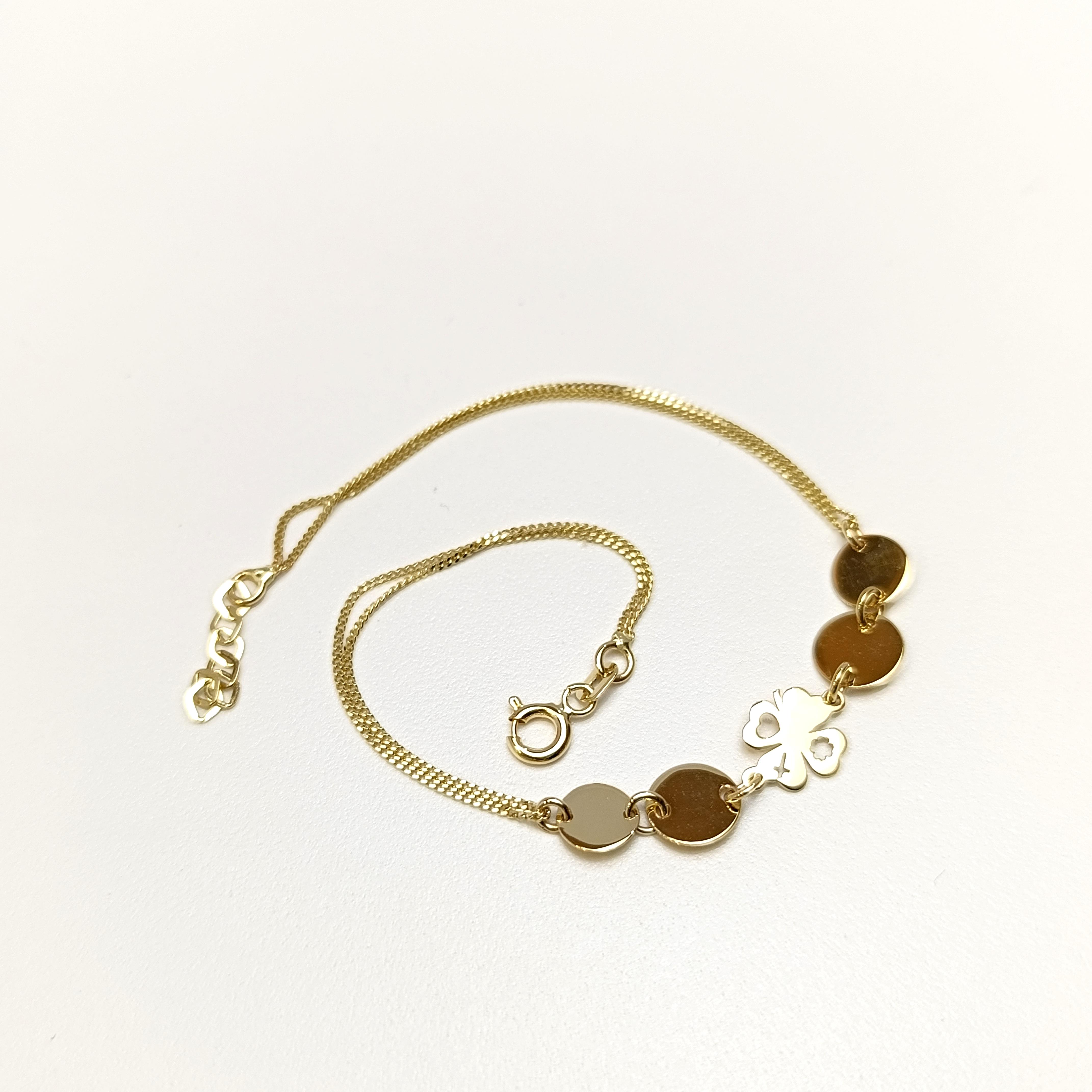 Pullu Yonca Bileklik Künye 14 Ayar Altın HD VİDEOLU