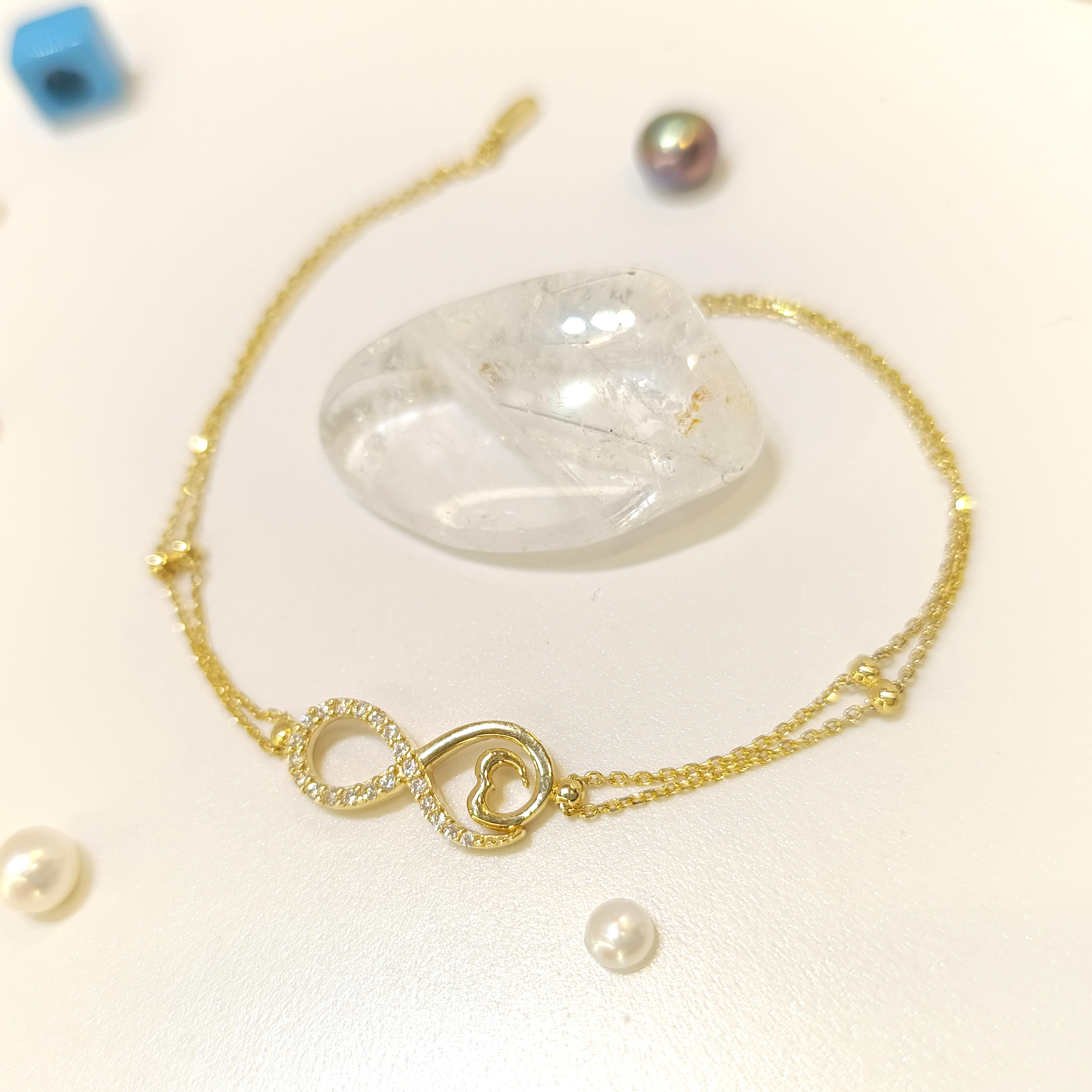 Sonsuzluk Bileklik Künye 14 Ayar Altın HD VİDEOLU