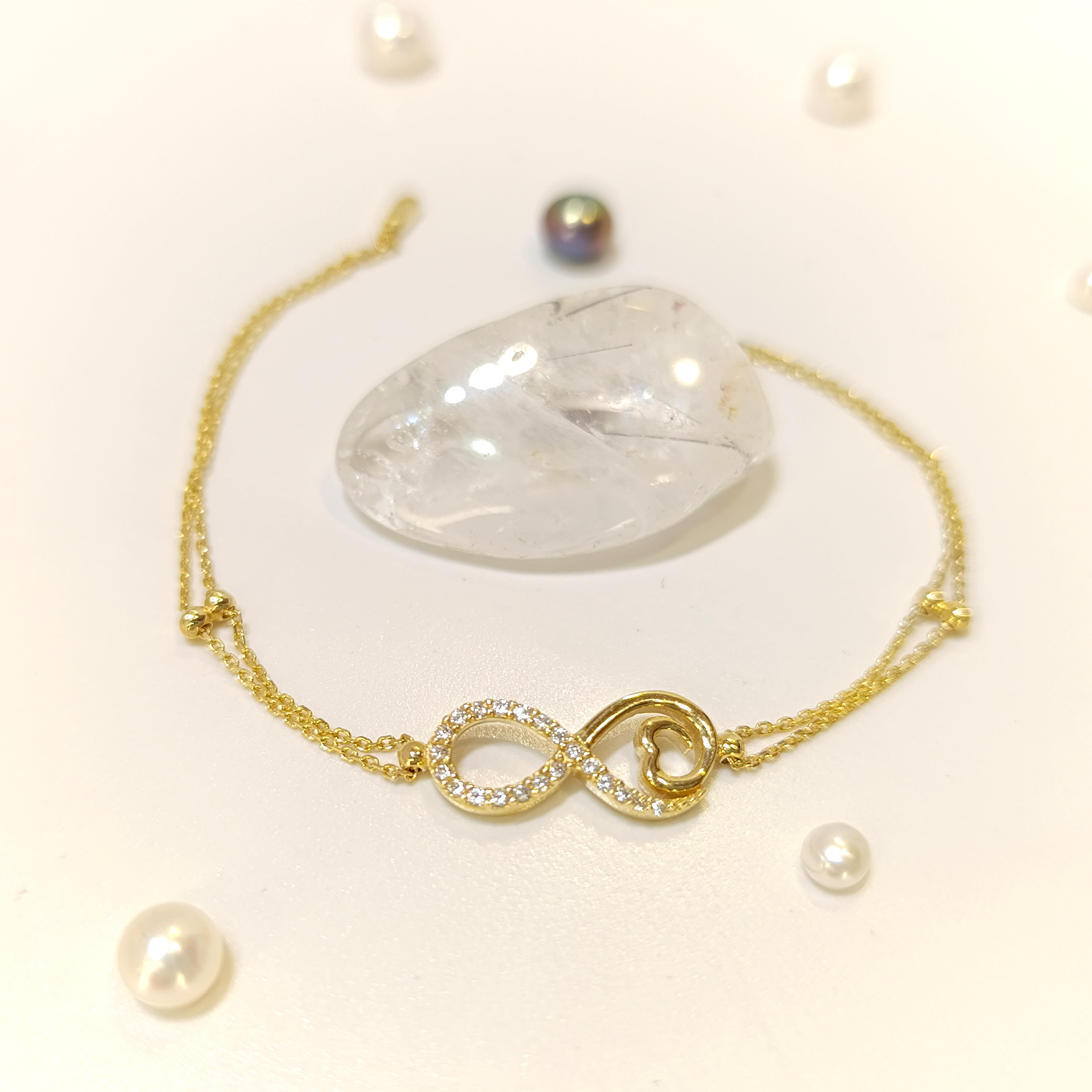 Sonsuzluk Bileklik Künye 14 Ayar Altın HD VİDEOLU