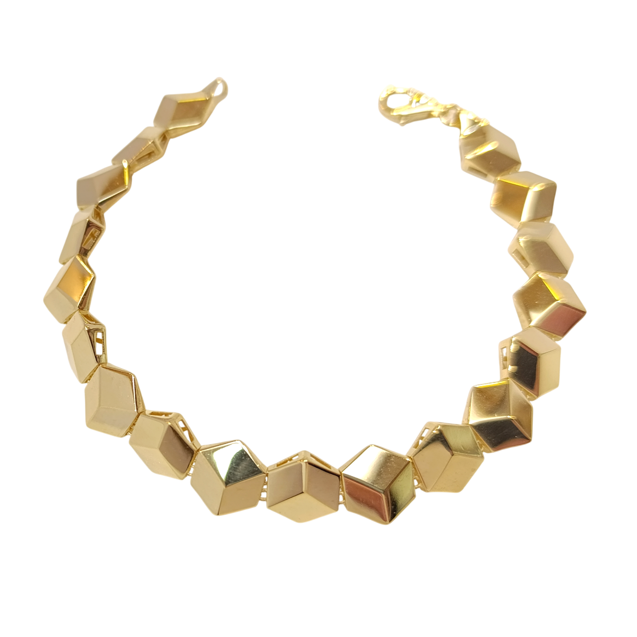 Üç Boyutlu Küp Bileklik Künye 14 Ayar Altın HD VİDEOLU