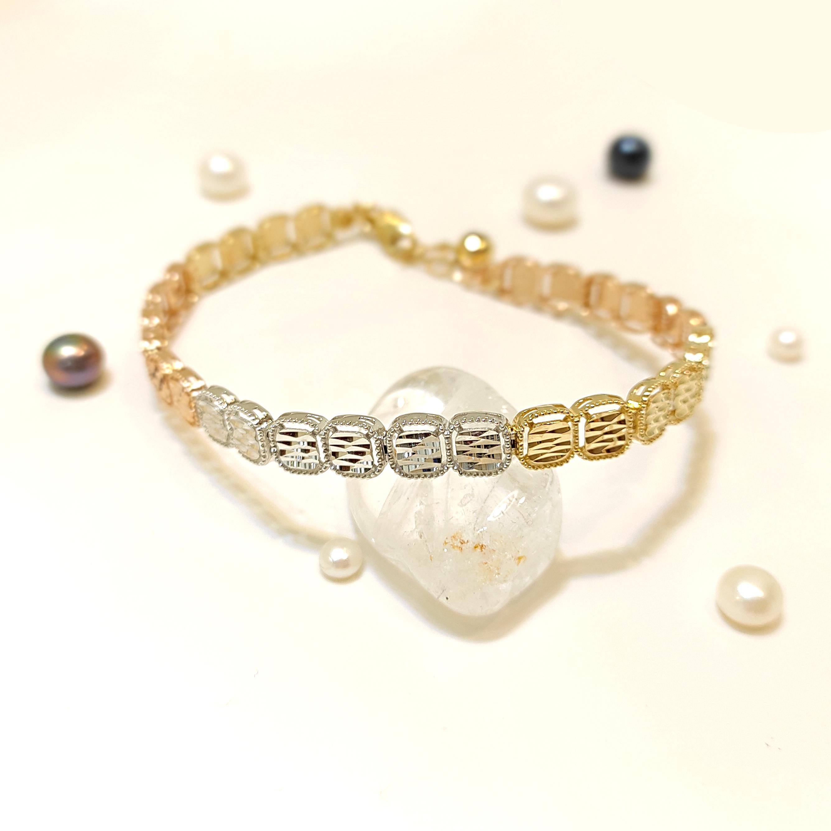 Üç Renkli Kalemli Zincir Bileklik Künye 14 Ayar Altın HD VİDEOLU