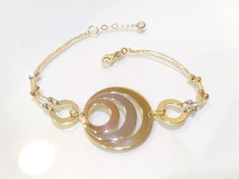 Üçlü Levha Künye Bileklik 14 Ayar Altın