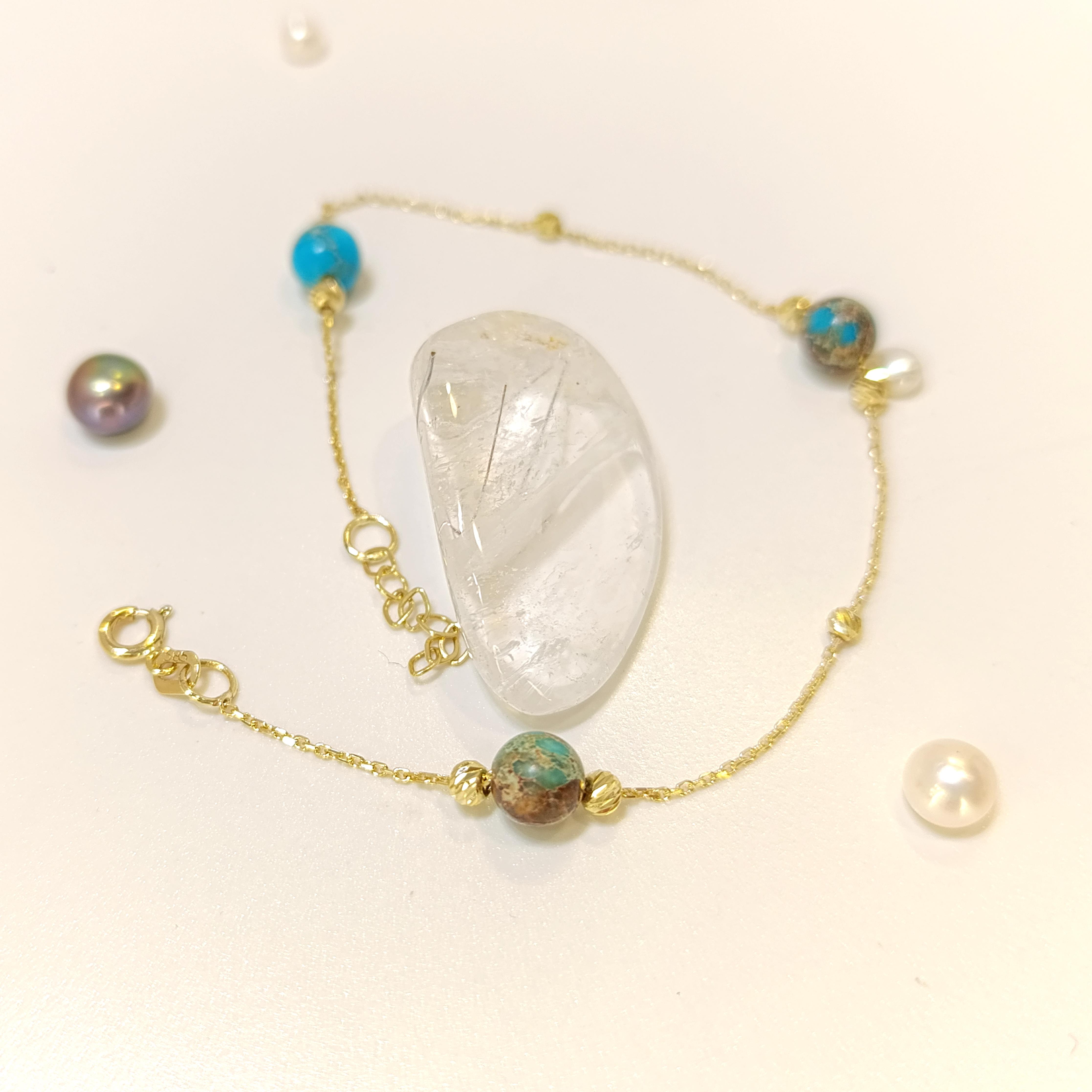 Varasit Taşlı Bileklik Künye 14 Ayar Altın HD VİDEOLU