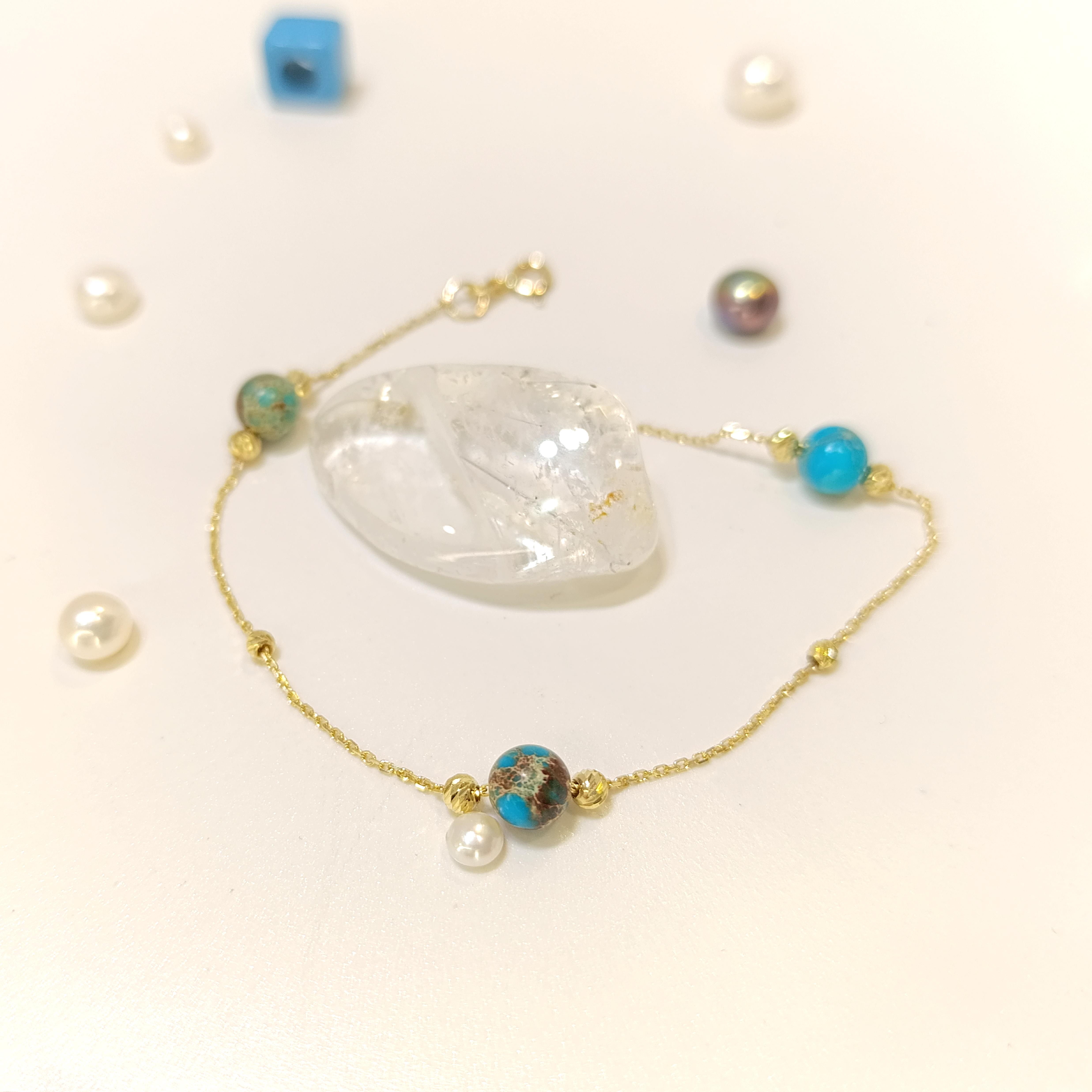 Varasit Taşlı Bileklik Künye 14 Ayar Altın HD VİDEOLU