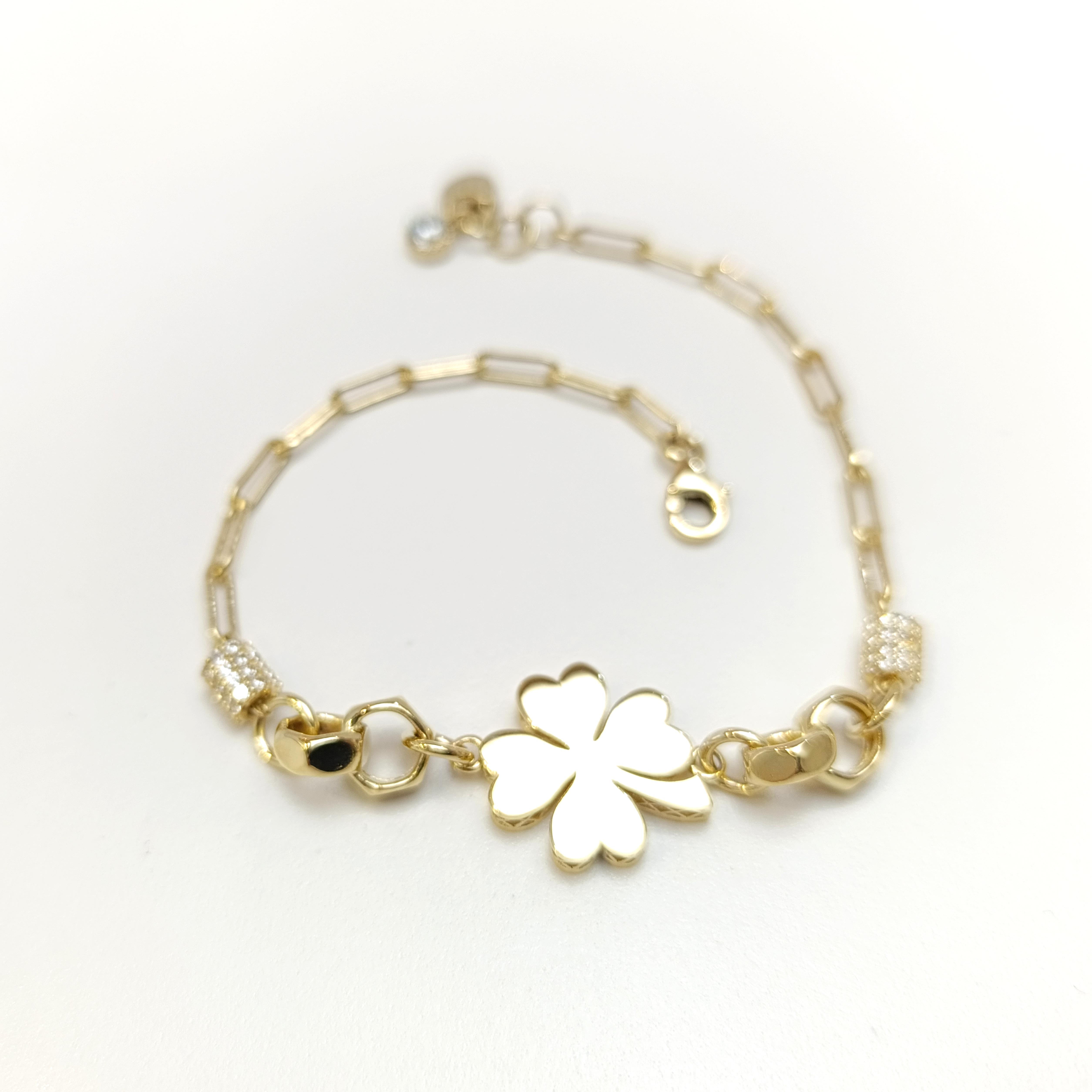 Yonca Bileklik Künye 14 Ayar Altın HD VİDEOLU