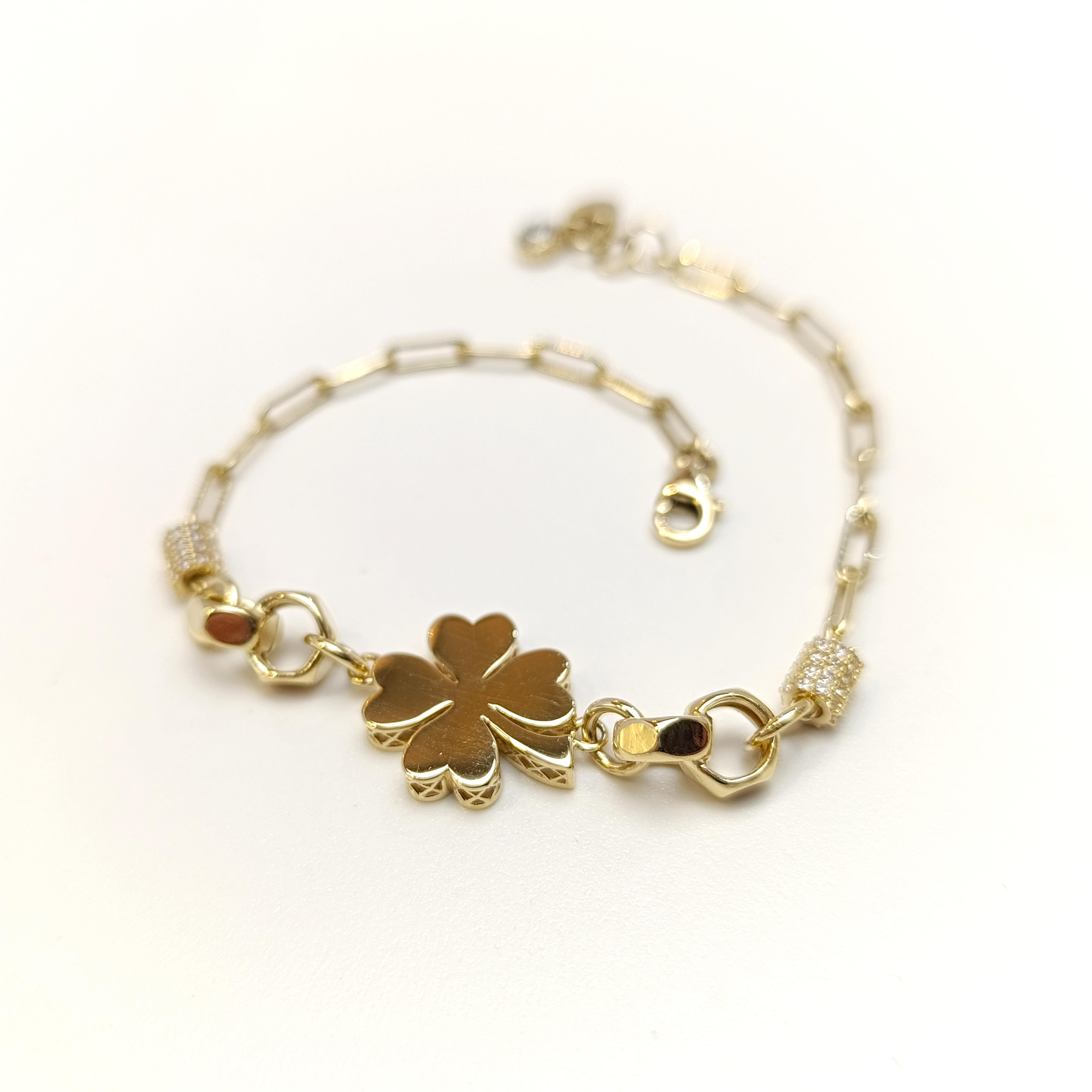 Yonca Bileklik Künye 14 Ayar Altın HD VİDEOLU