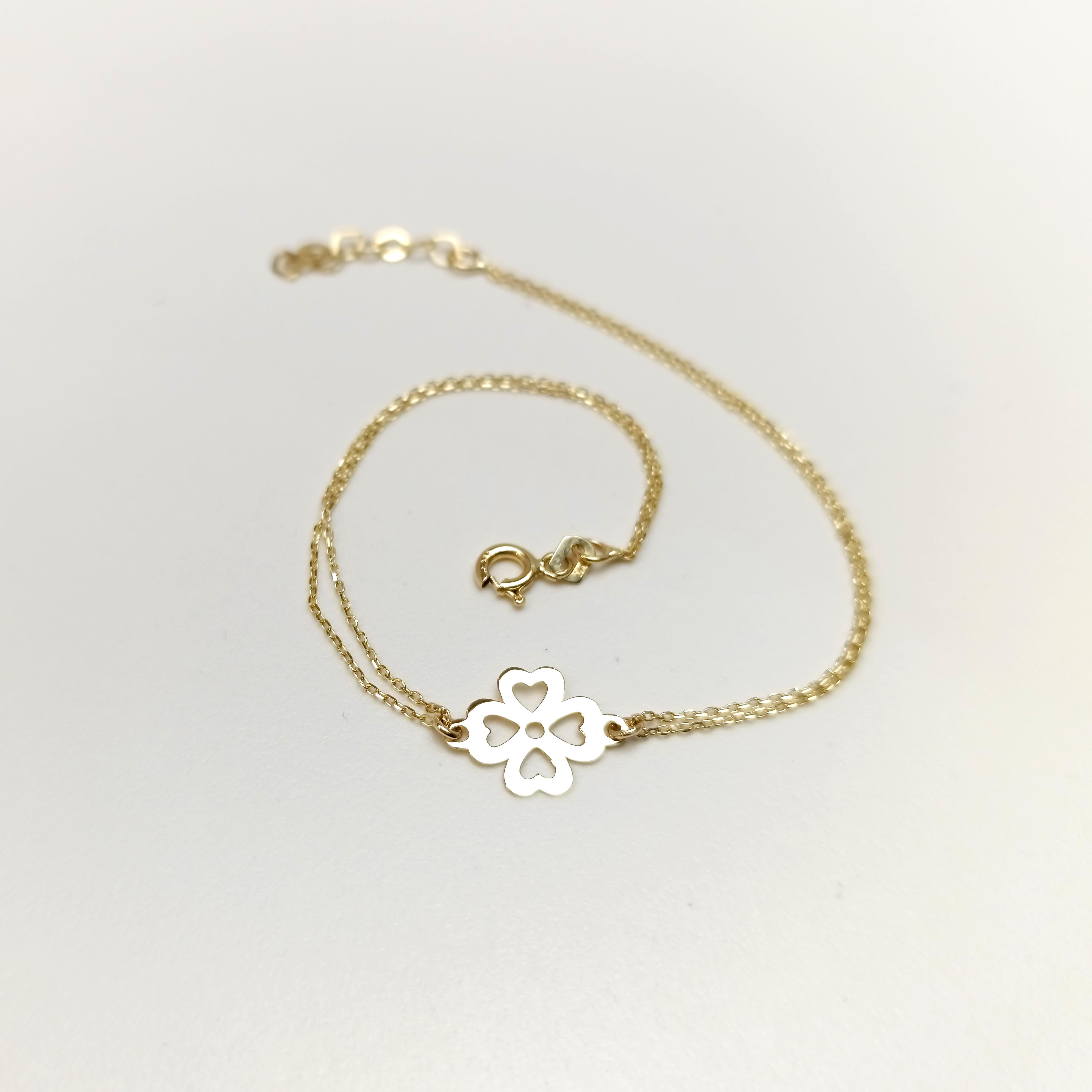 Yonca Bileklik Künye 14 Ayar Altın HD VİDEOLU