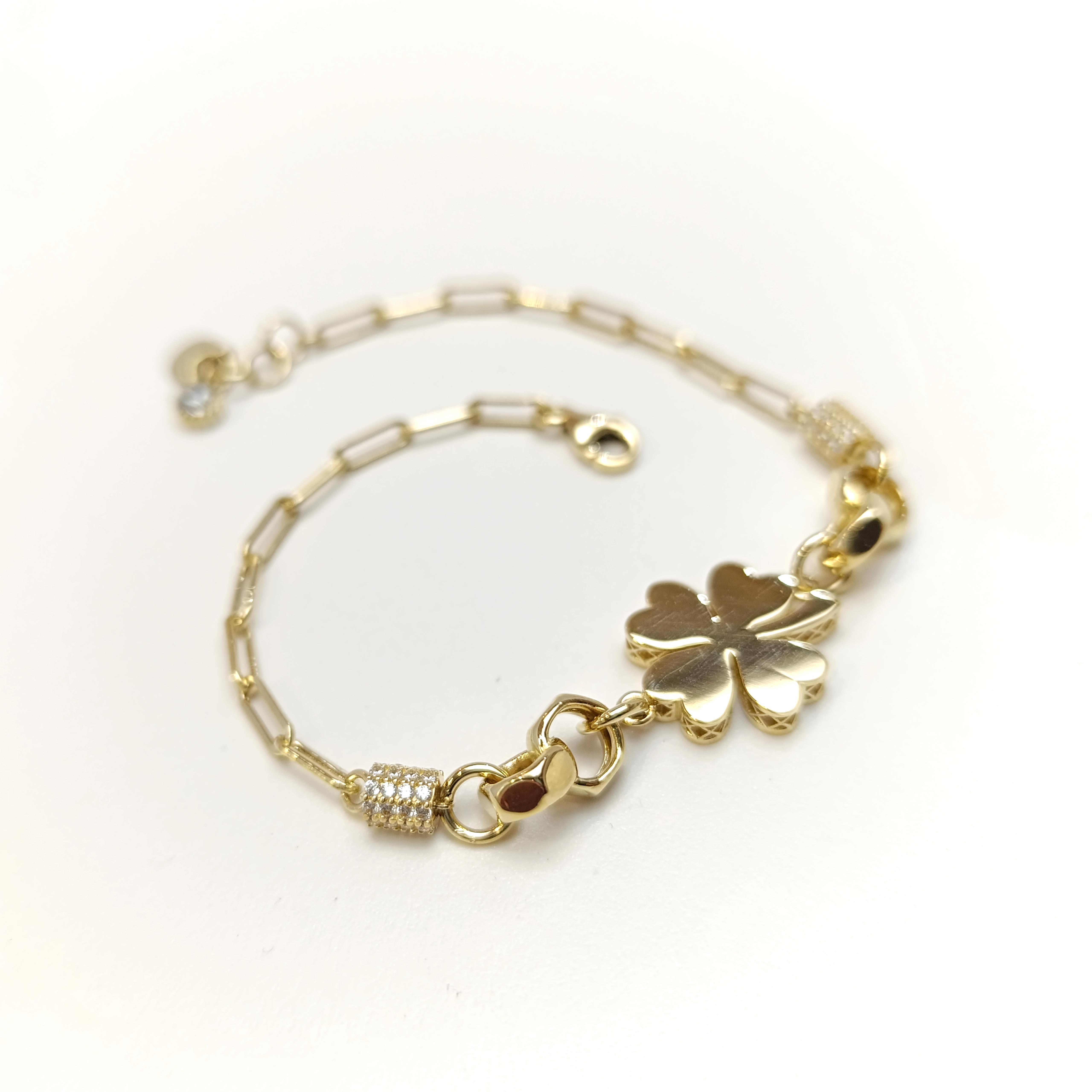 Yonca Bileklik Künye 14 Ayar Altın HD VİDEOLU