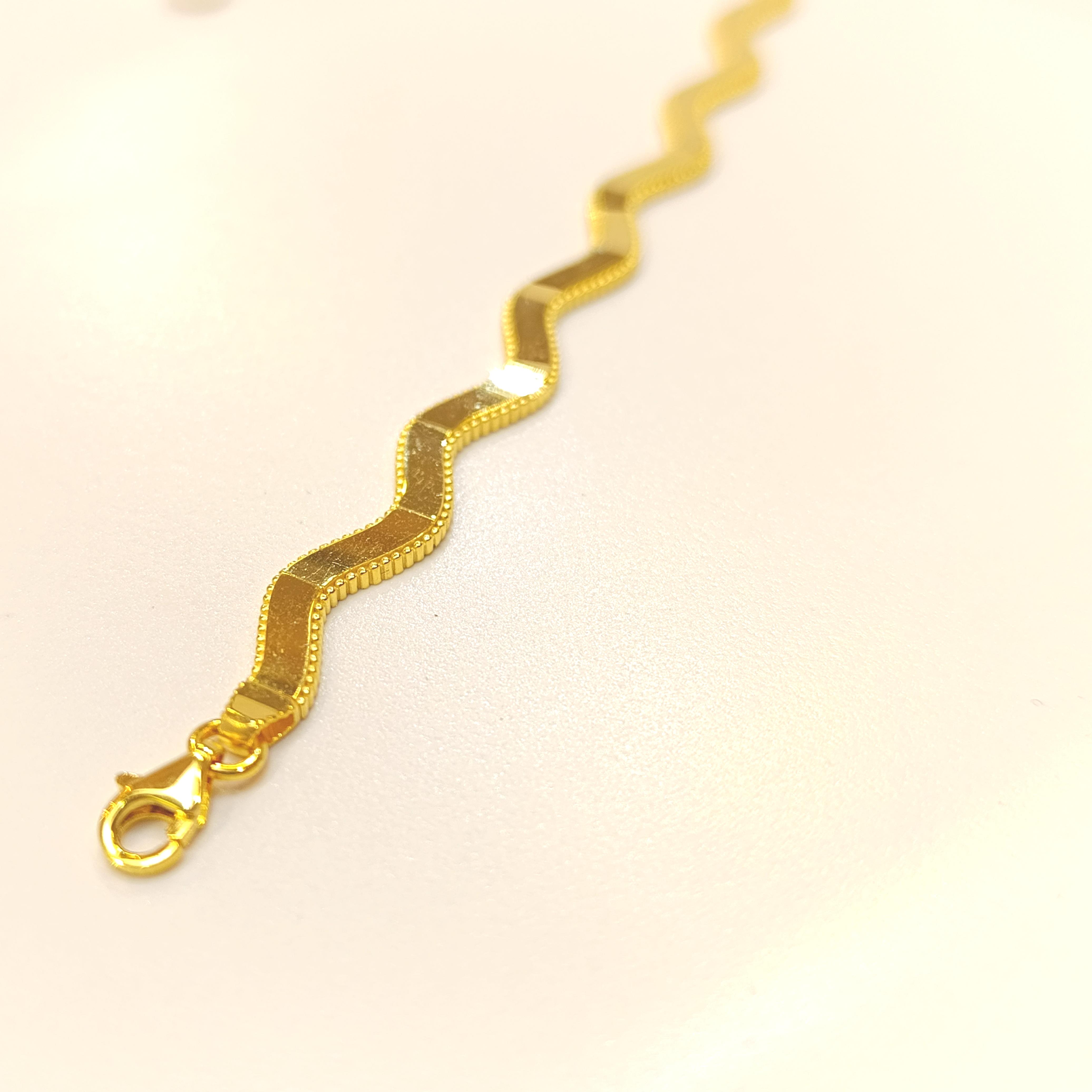 Zig Zag Ajda Bileklik Künye 14 Ayar Altın HD VİDEOLU