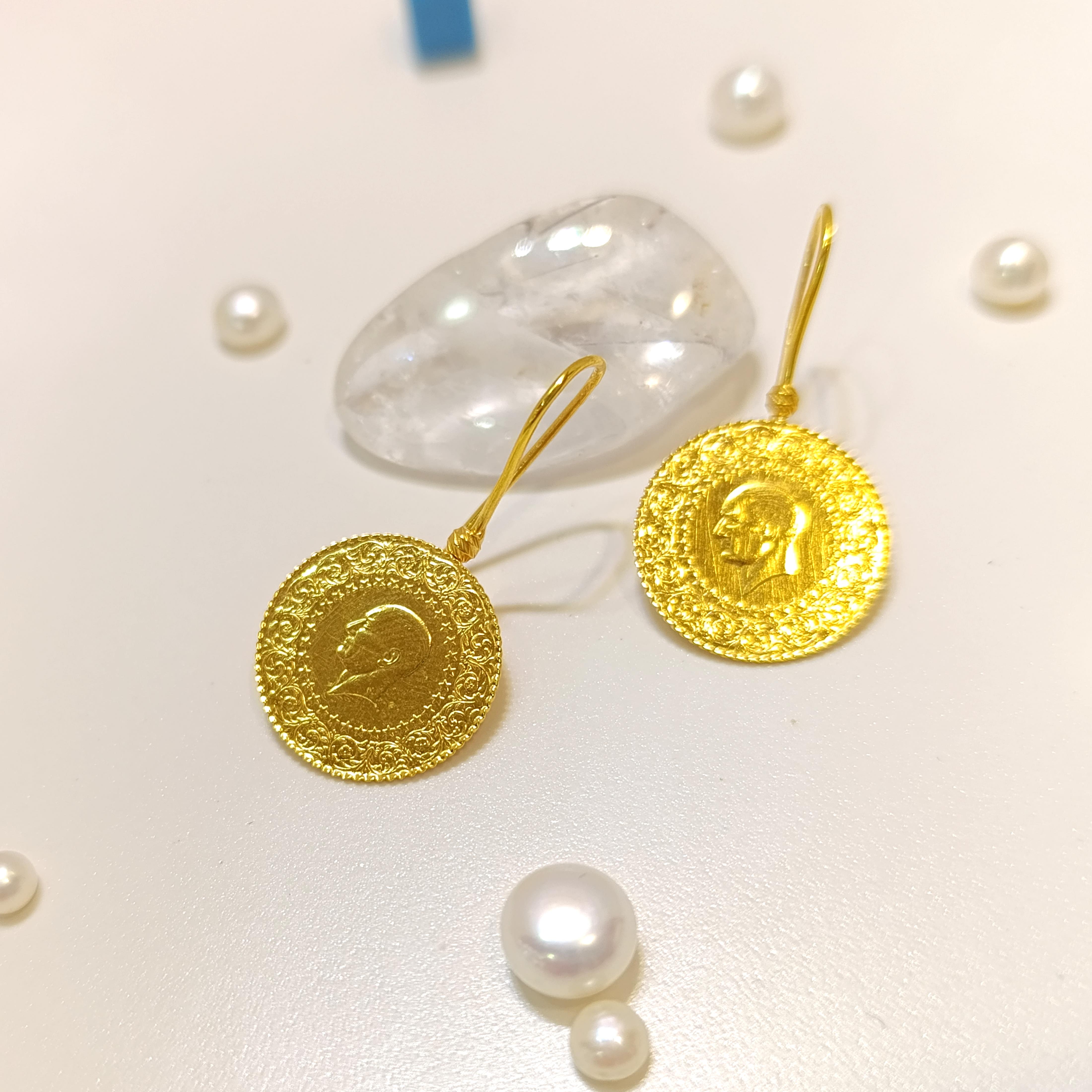 Çeyrek Altınlı Dorika Toplu Küpe Küpe 22 Ayar Altın HD VİDEOLU