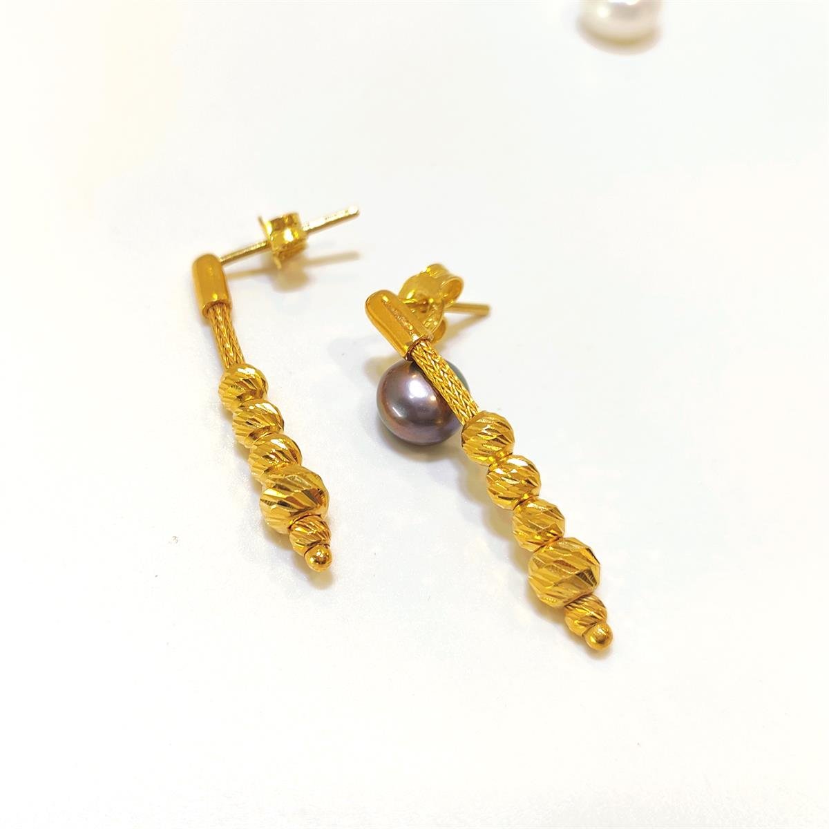 Kazze Zincirli Dorika Toplu Küpe 22 Ayar Altın HD VİDEOLU