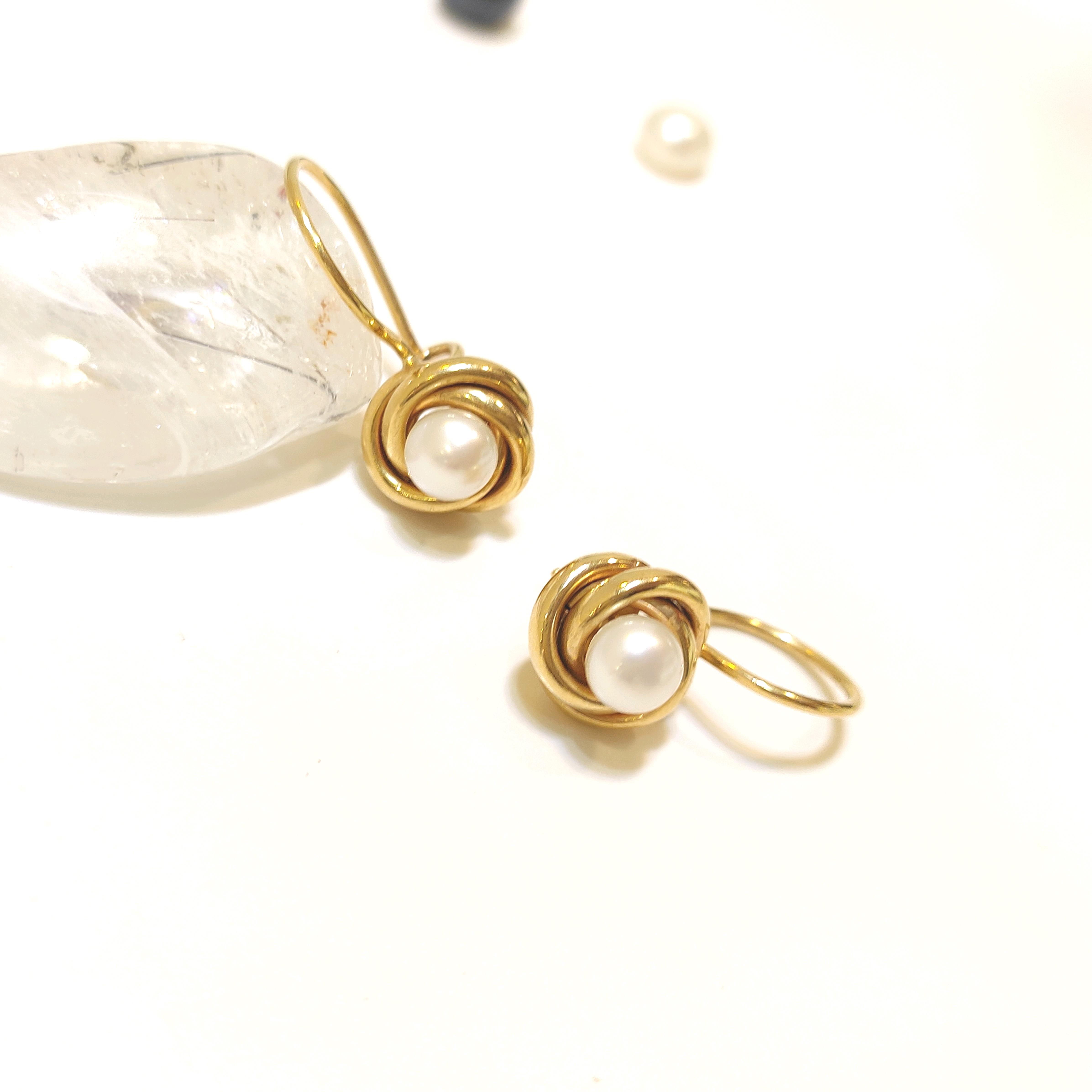 11mm Olimpiyat  İnci Küpe 14 Ayar Altın HD VİDEOLU