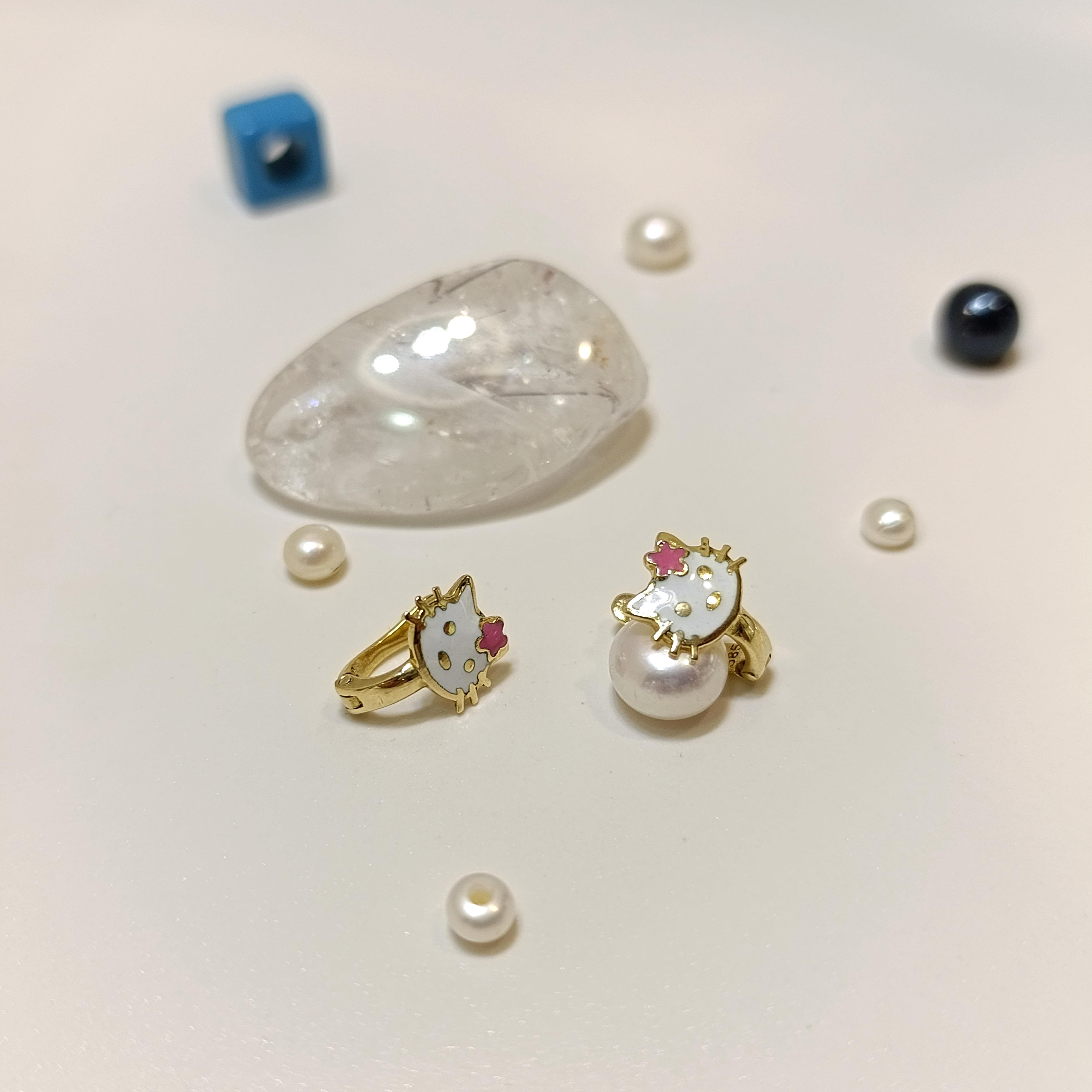 12mm Çocuk Boyu Kedi Küpe 14 Ayar Altın HD VİDEOLU
