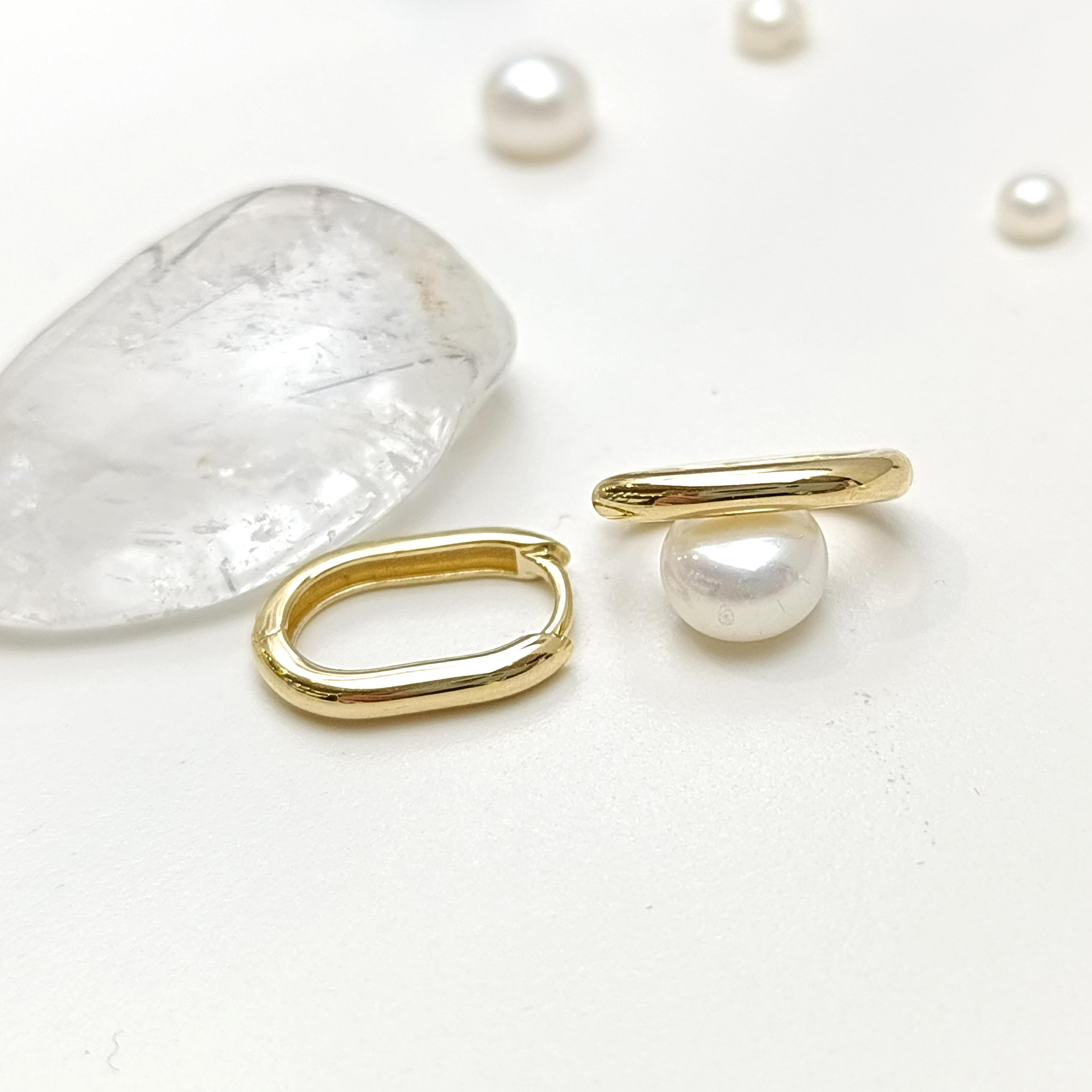 16mm Oval Halka Küpe 14 Ayar Altın HD VİDEOLU