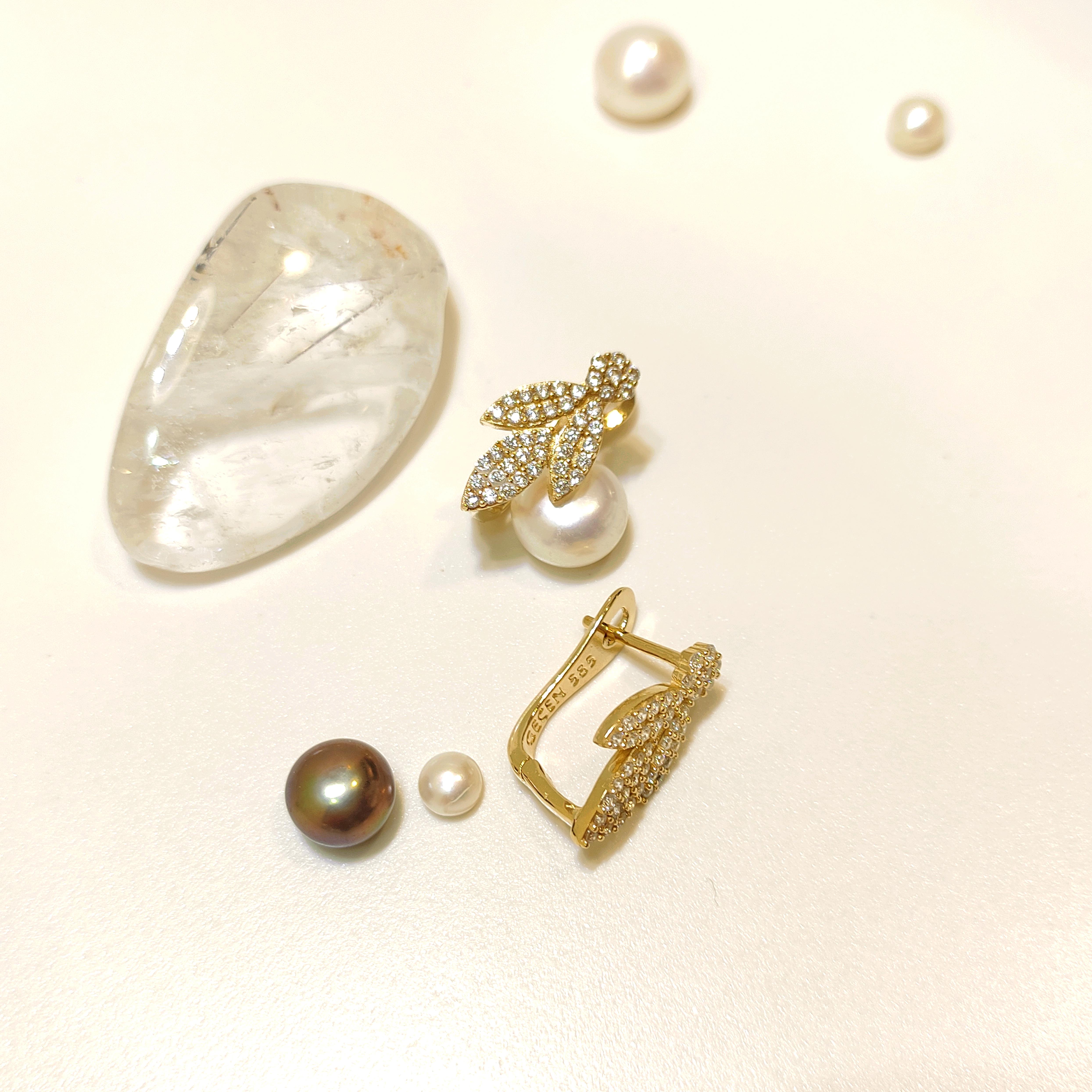 16mm Taşlı Zeytin Dalı Küpe 14 Ayar Altın HD VİDEOLU