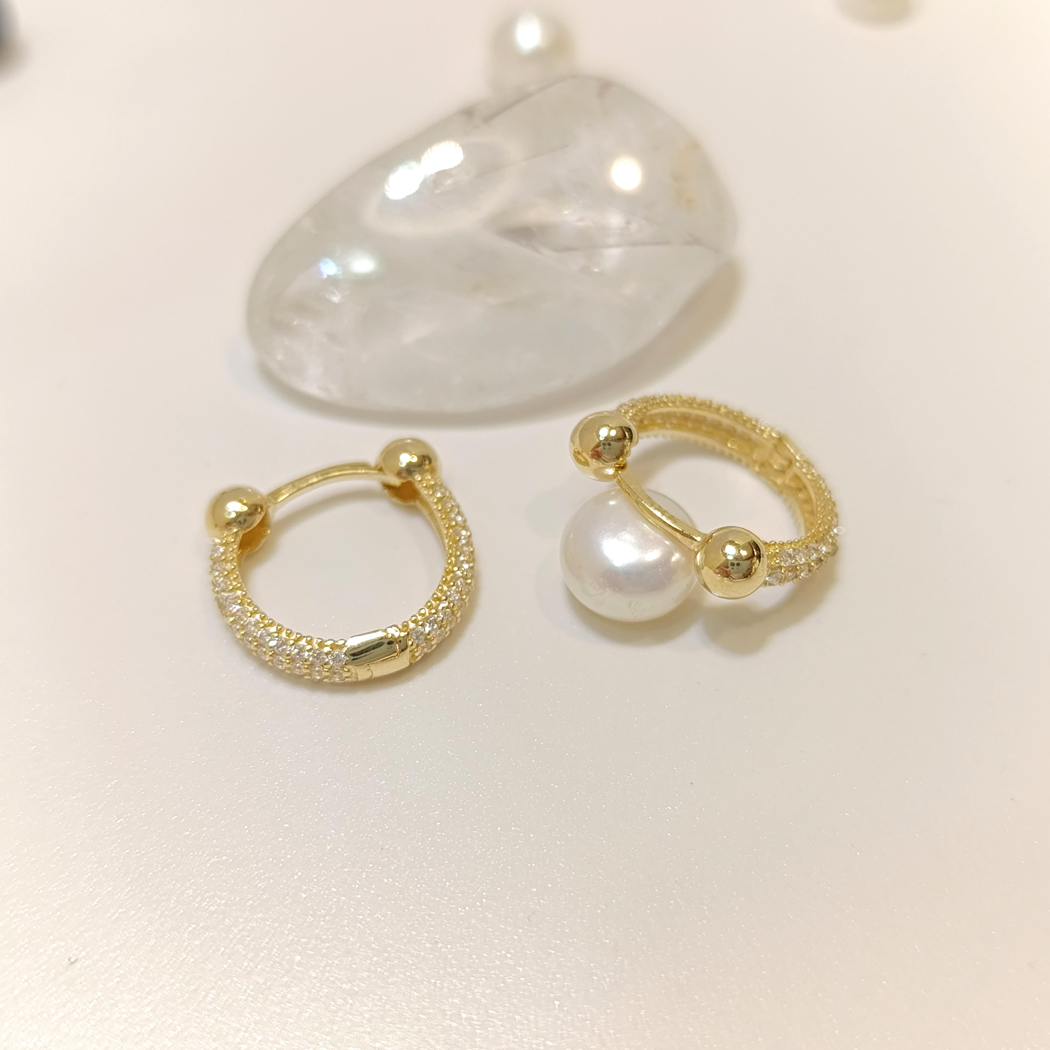 16mm Toplu Tam Tur Taşlı Hagi Halka Küpe 14 Ayar Altın HD VİDEOLU