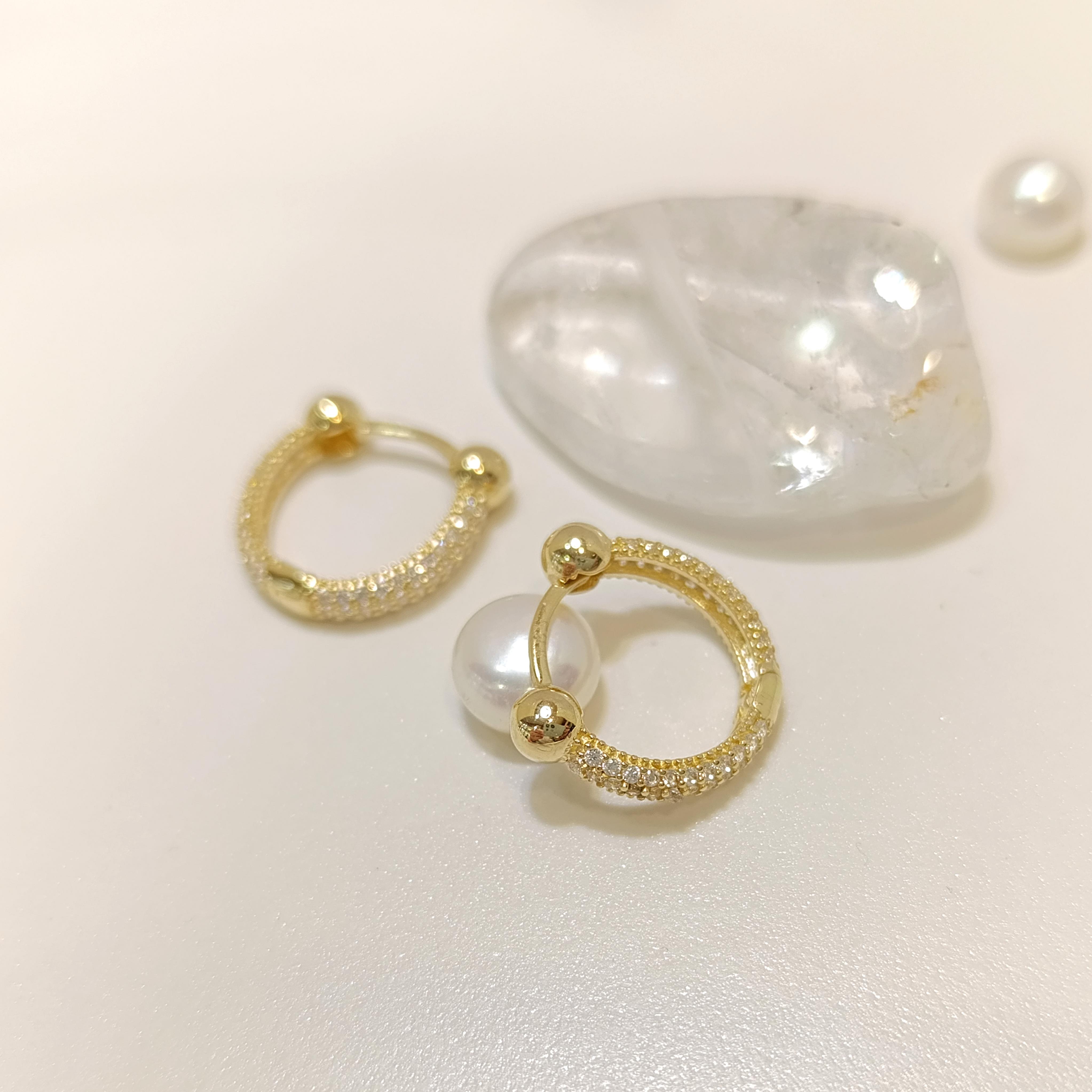 16mm Toplu Tam Tur Taşlı Hagi Halka Küpe 14 Ayar Altın HD VİDEOLU