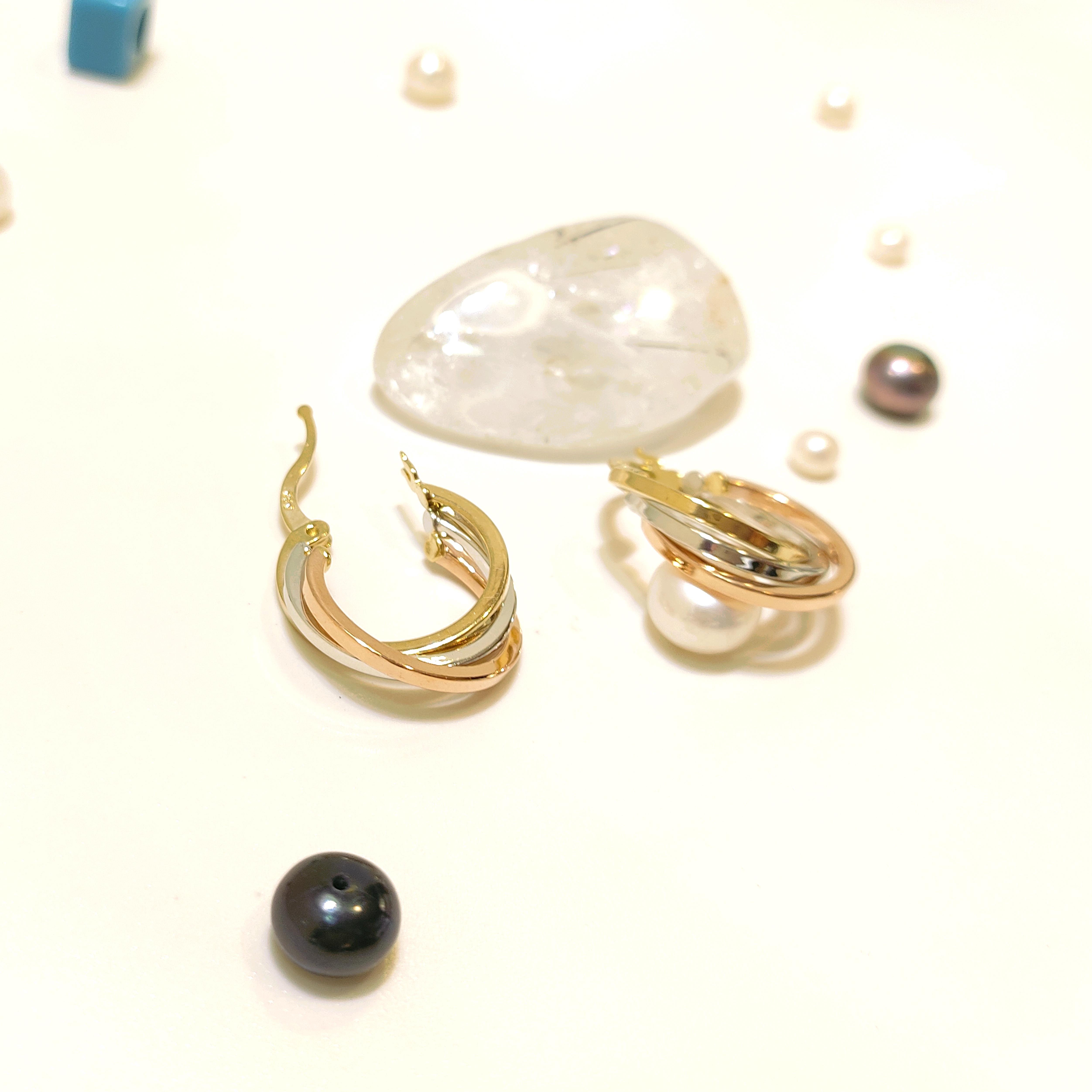 17.2mm Üçlü Halka Küpe 14 Ayar Altın HD VİDEOLU