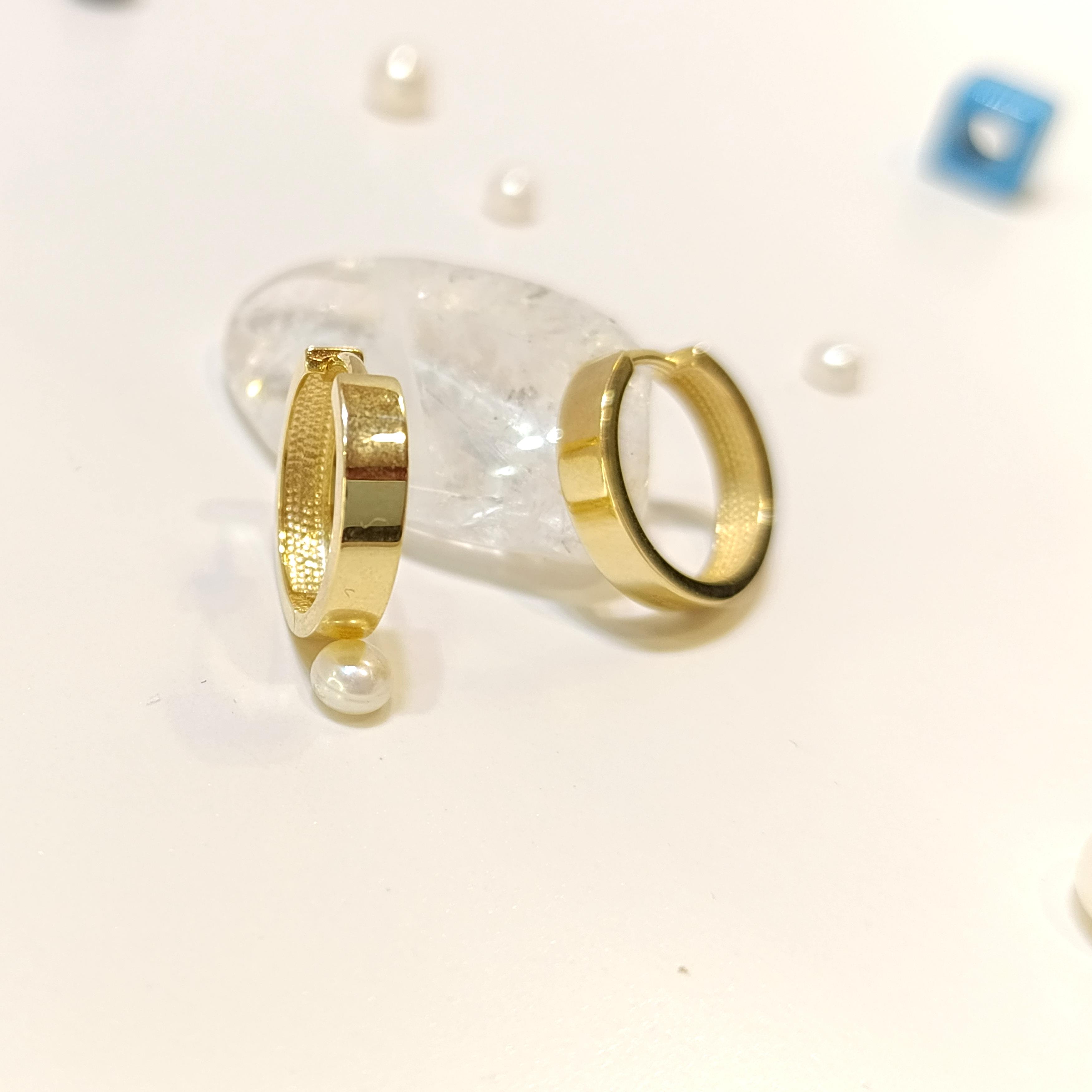 17.5mm Ray Halka Küpe 14 Ayar Altın HD VİDEOLU