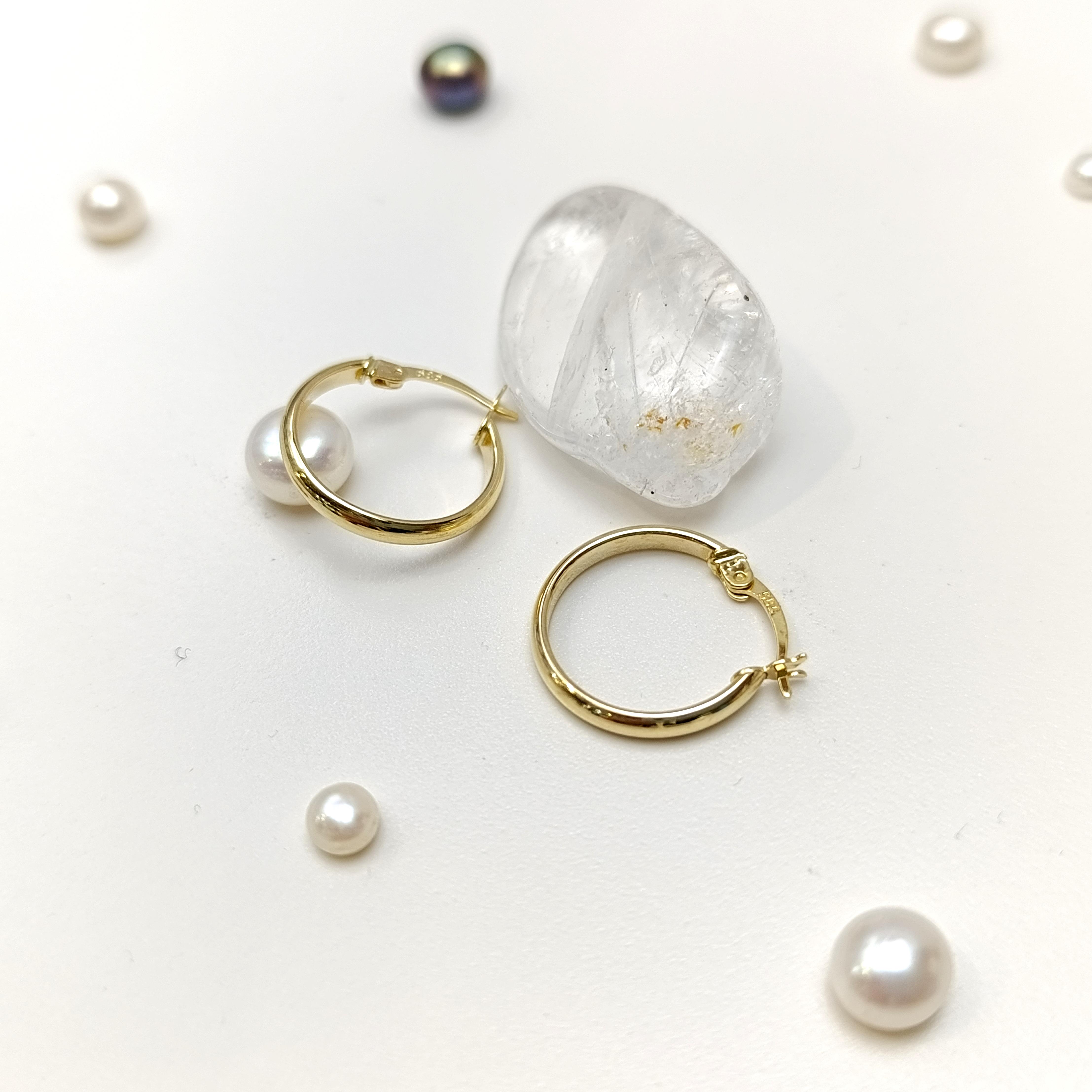 17.5mm Klasik Bombeli Halka Küpe 14 Ayar Altın HD VİDEOLU