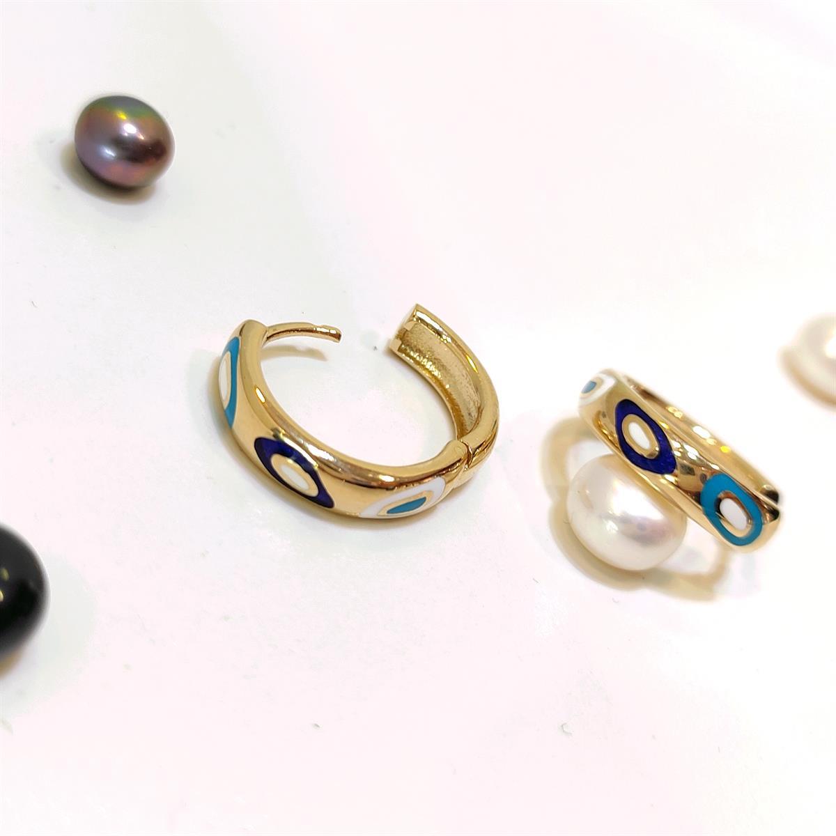 17mm Mineli Halka Küpe 14 Ayar Altın HD VİDEOLU