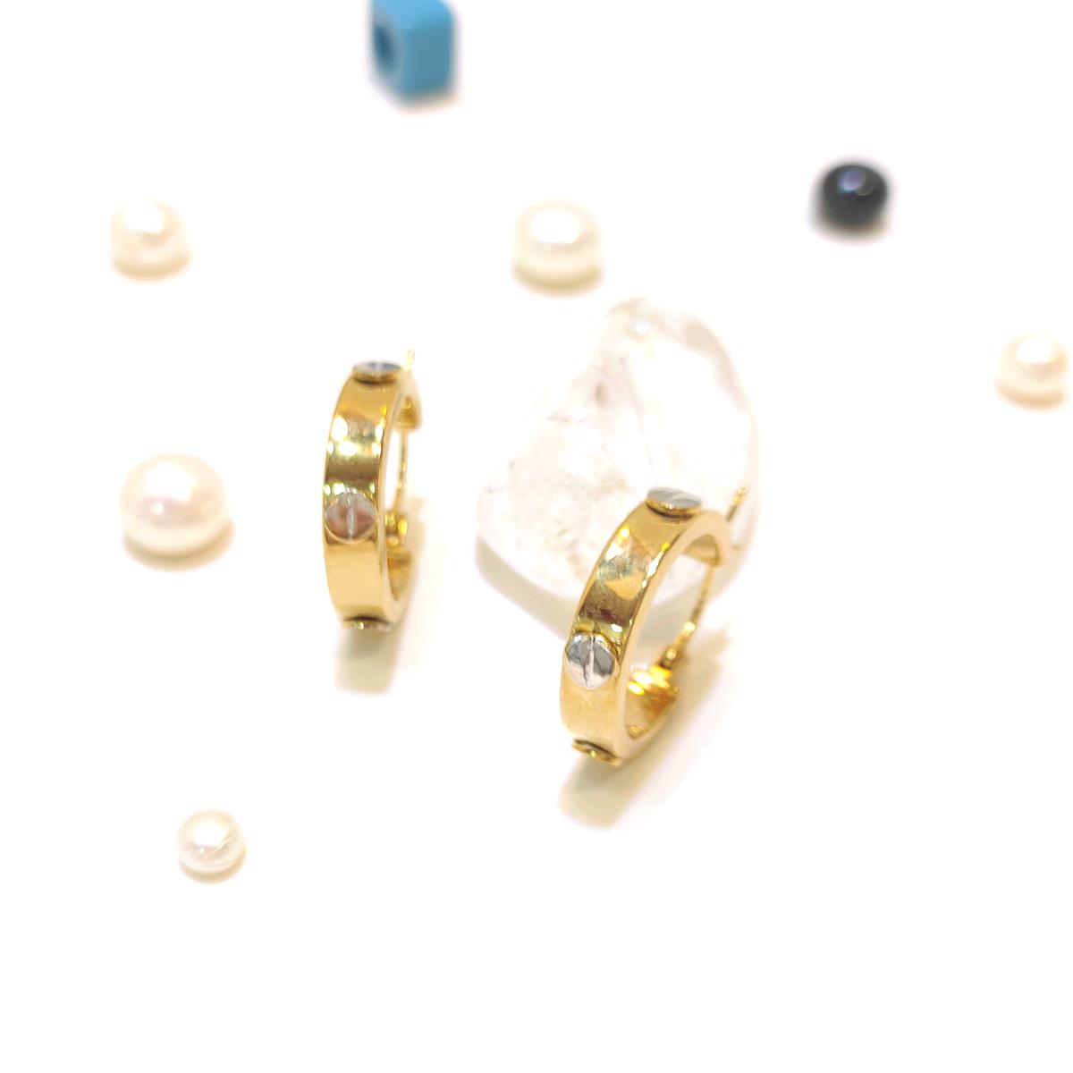 18.5mm Vida Başı Halka Küpe 14 Ayar Altın HD VİDEOLU