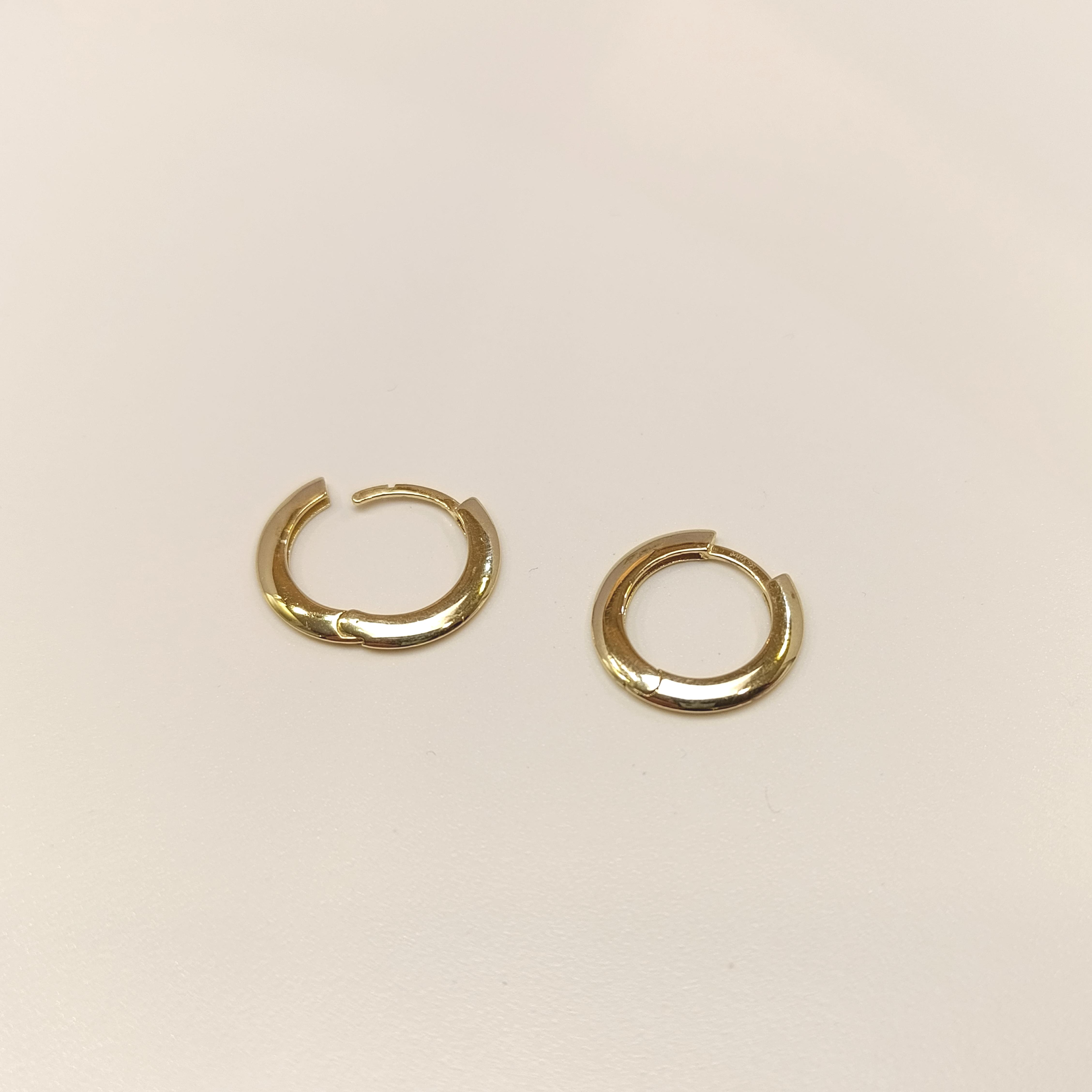 18mm Klasik Yassı Halka Küpe 14 Ayar Altın HD VİDEOLU