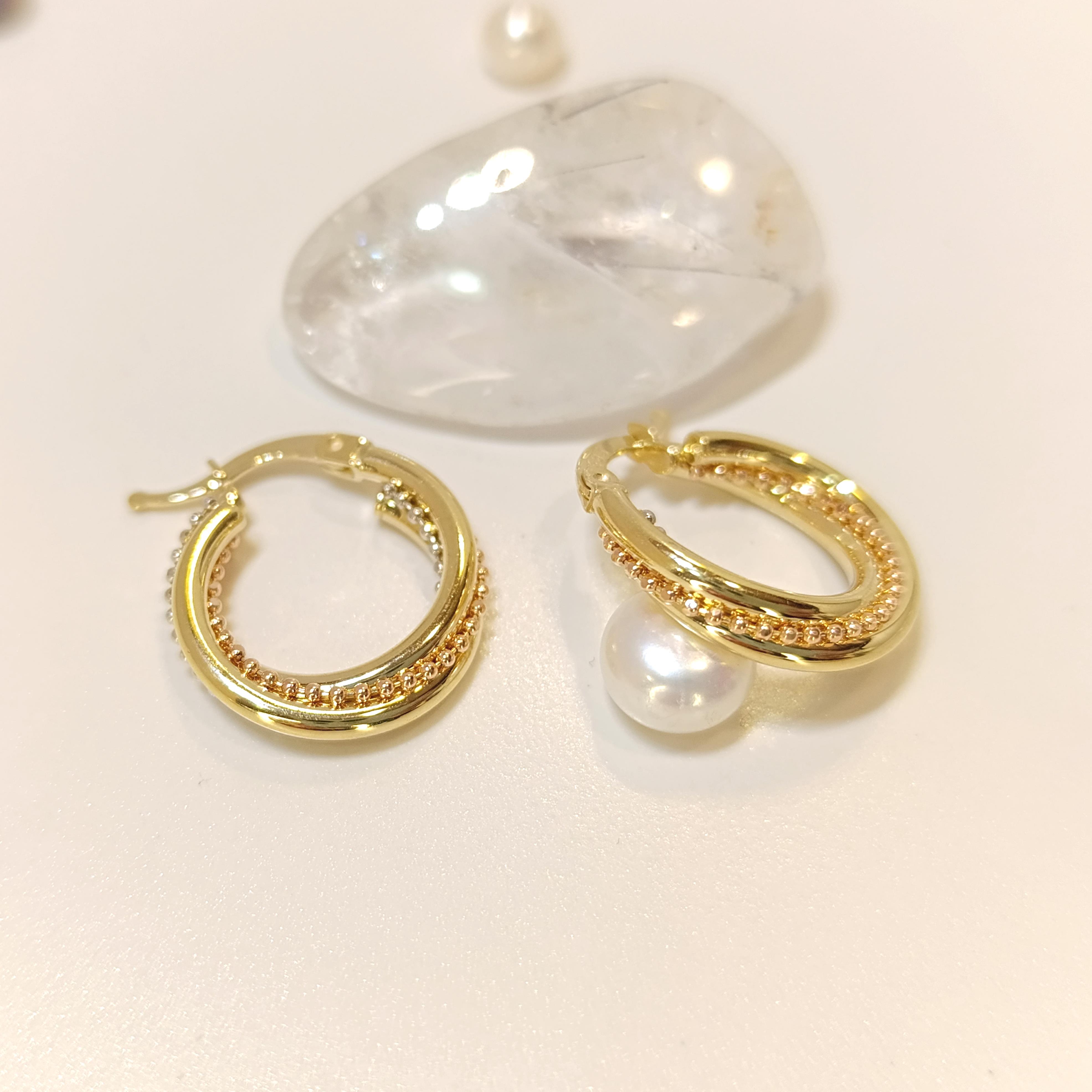 18mm Üçlü Halka Küpe 14 Ayar Altın HD VİDEOLU