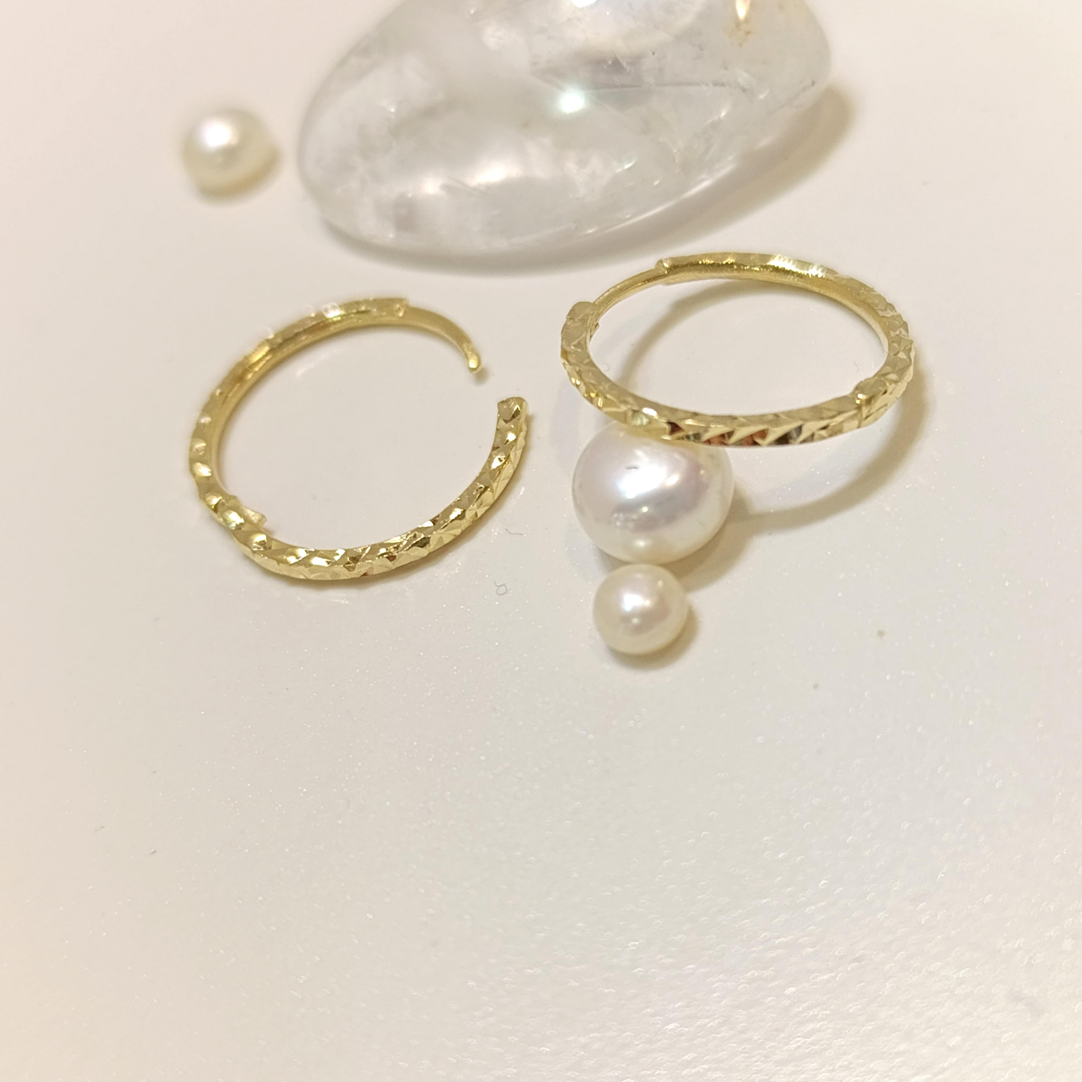 20mm Kalem İşlemeli Halka Küpe 14 Ayar Altın HD VİDEOLU