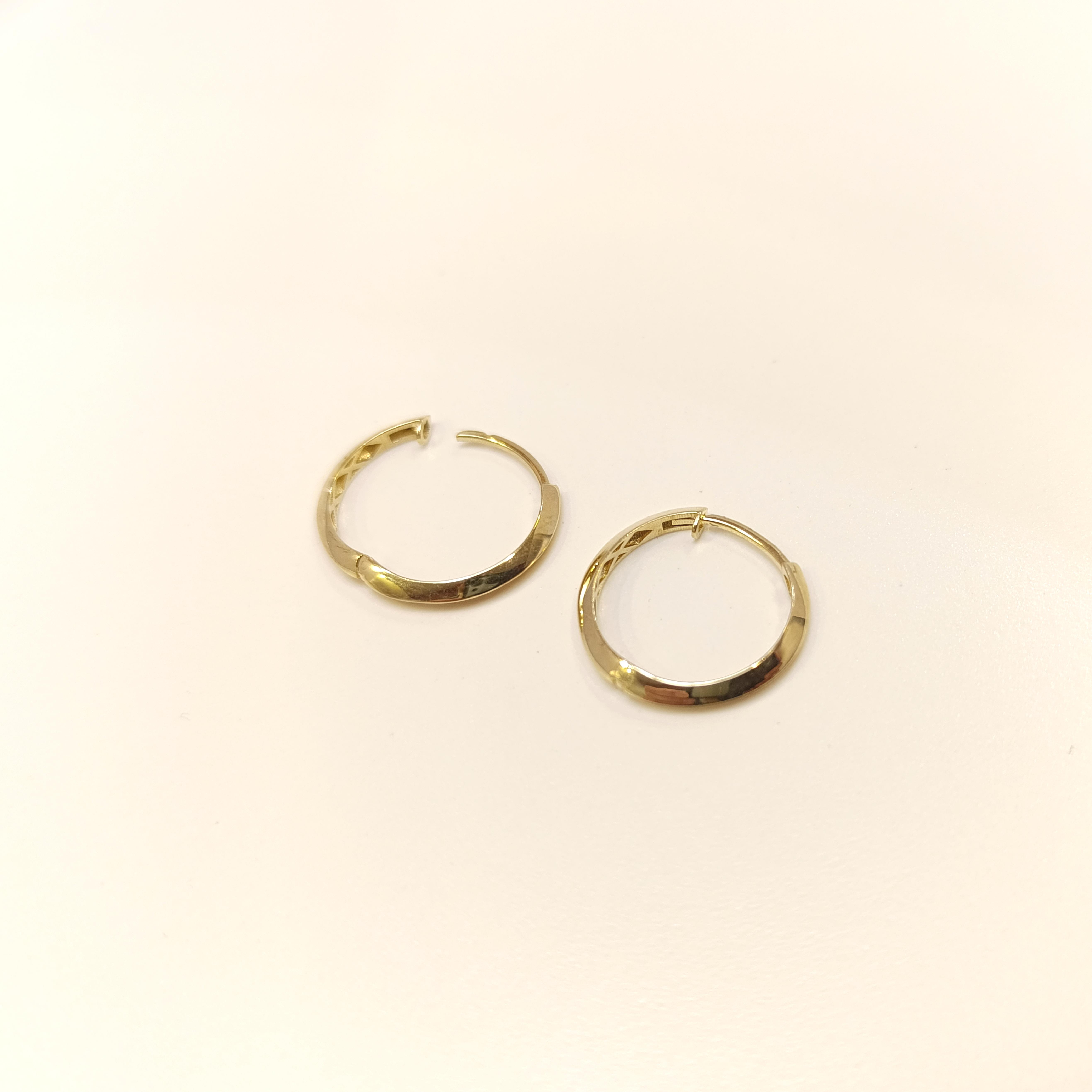 20mm Klasik Piramit Ray Halka Küpe 14 Ayar Altın HD VİDEOLU