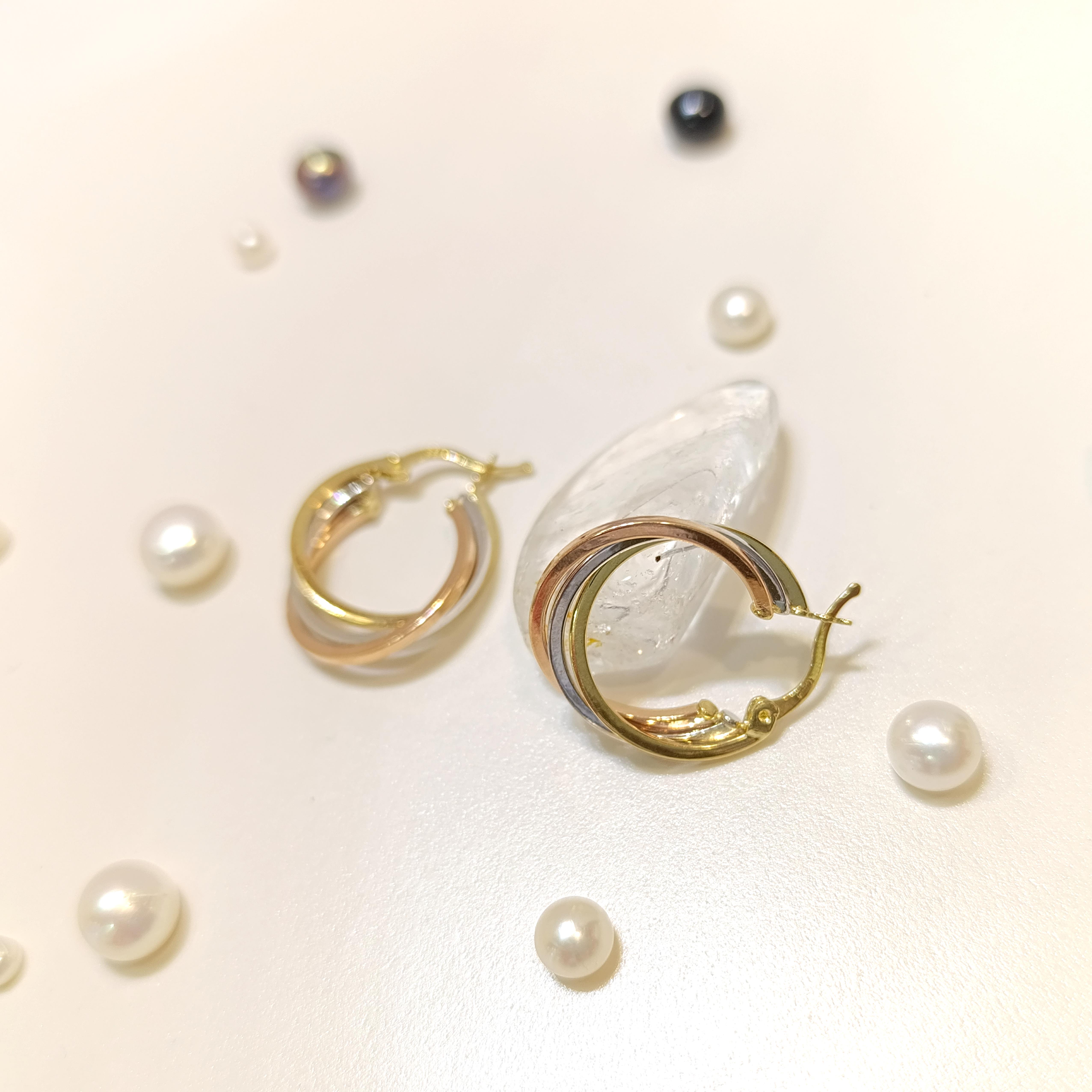 20mm Üçlü Halka Küpe 14 Ayar Altın HD VİDEOLU