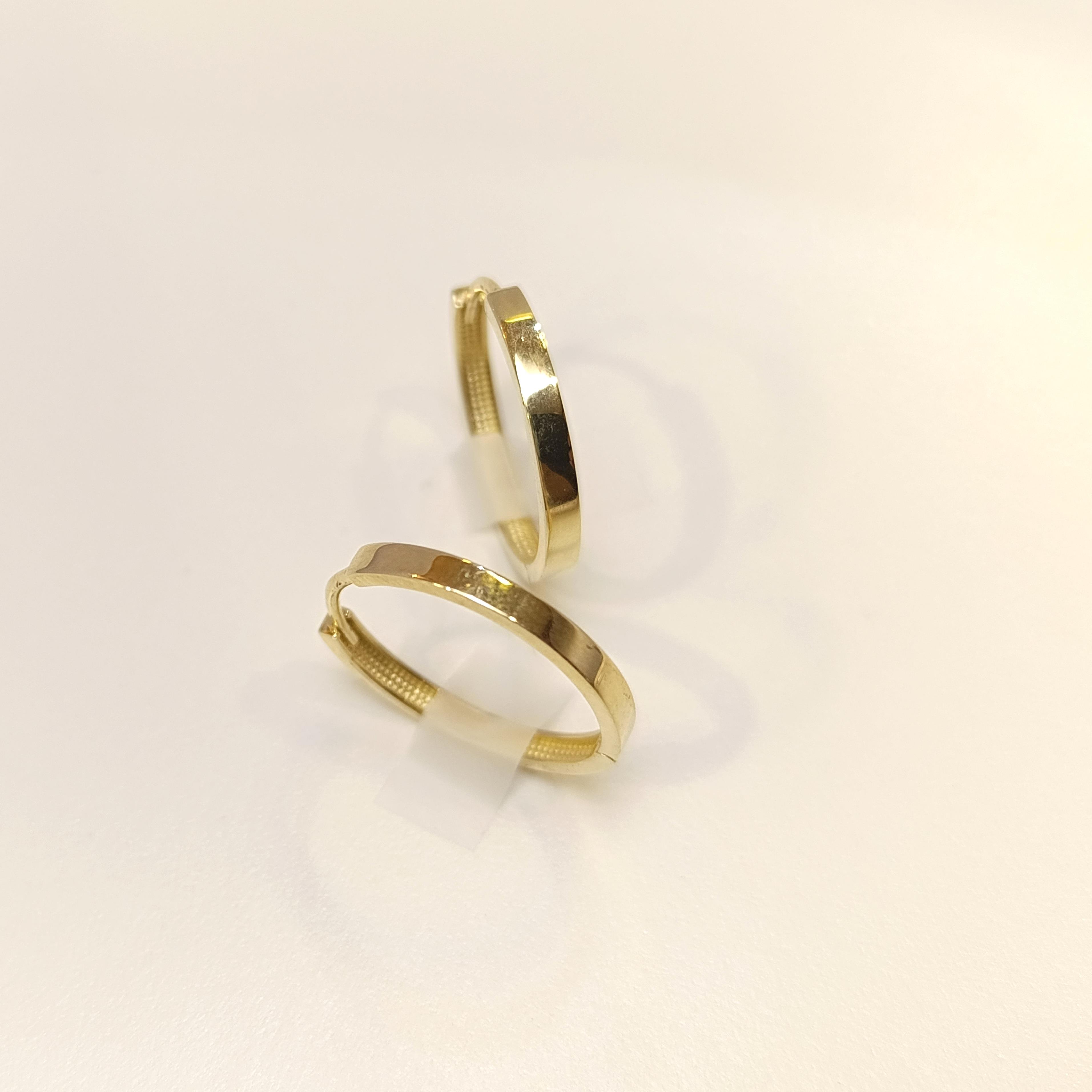 21.5mm Klasik Ray Halka Küpe 14 Ayar Altın HD VİDEOLU