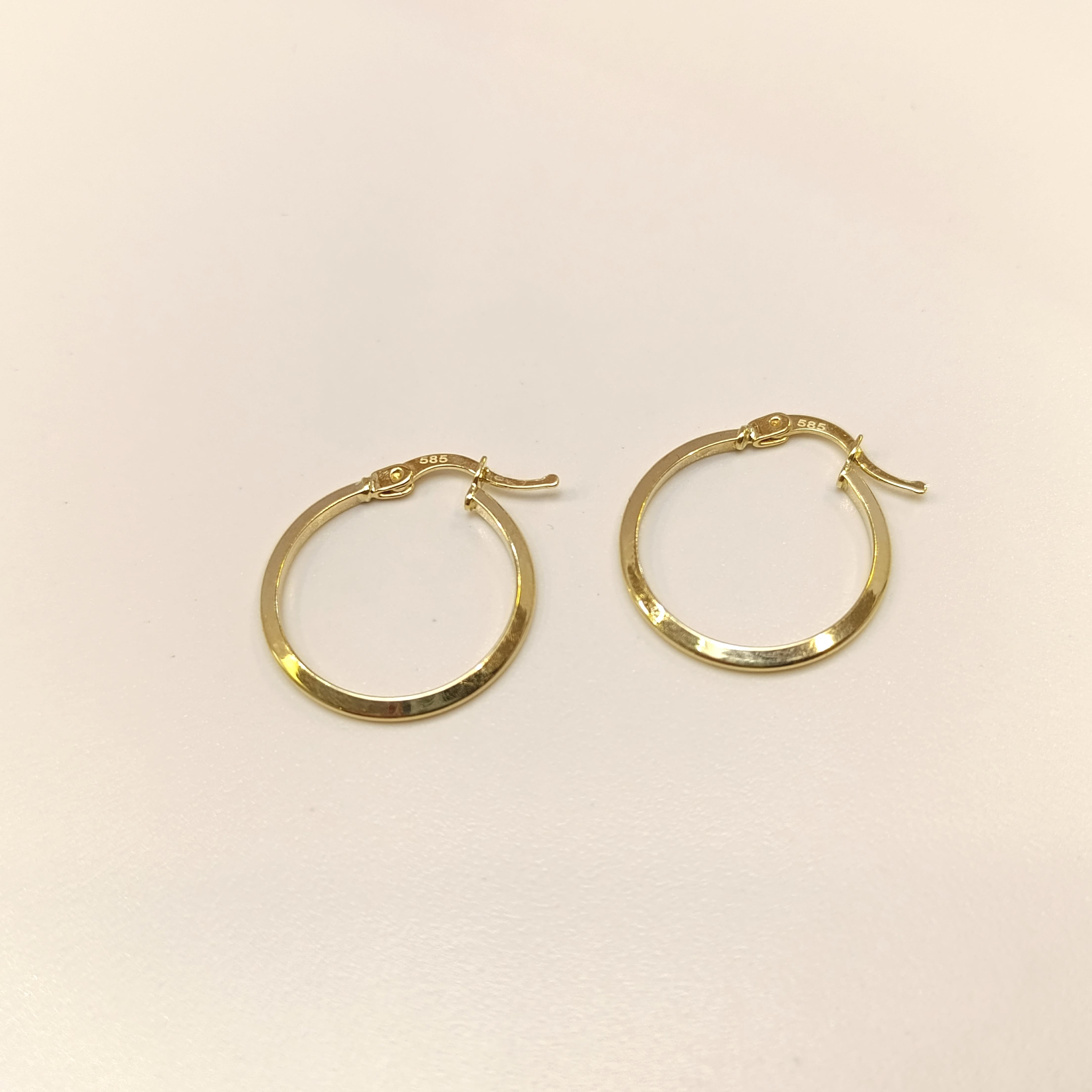 21mm Klasik Piramit Ray Halka Küpe 14 Ayar Altın HD VİDEOLU