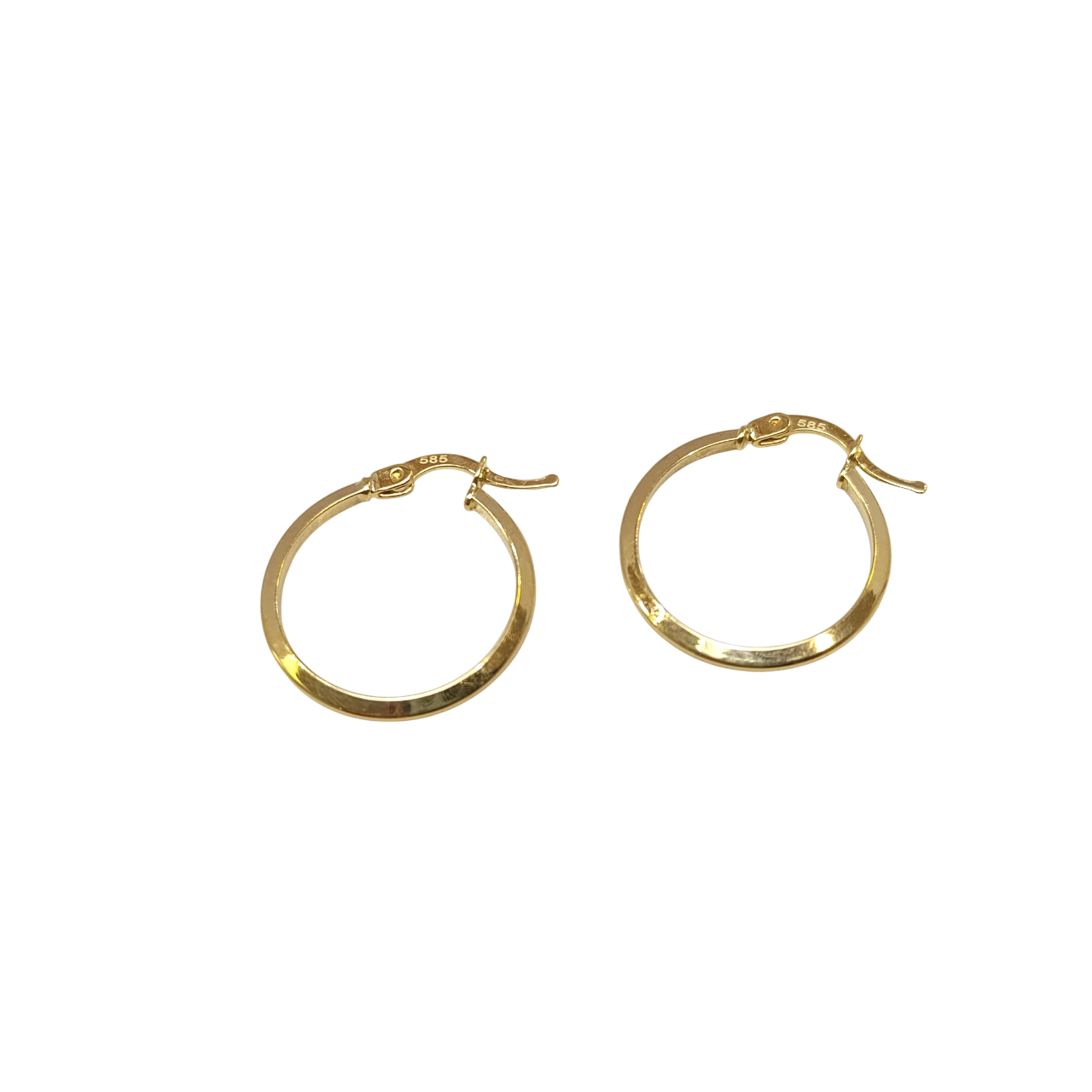 21mm Klasik Piramit Ray Halka Küpe 14 Ayar Altın HD VİDEOLU