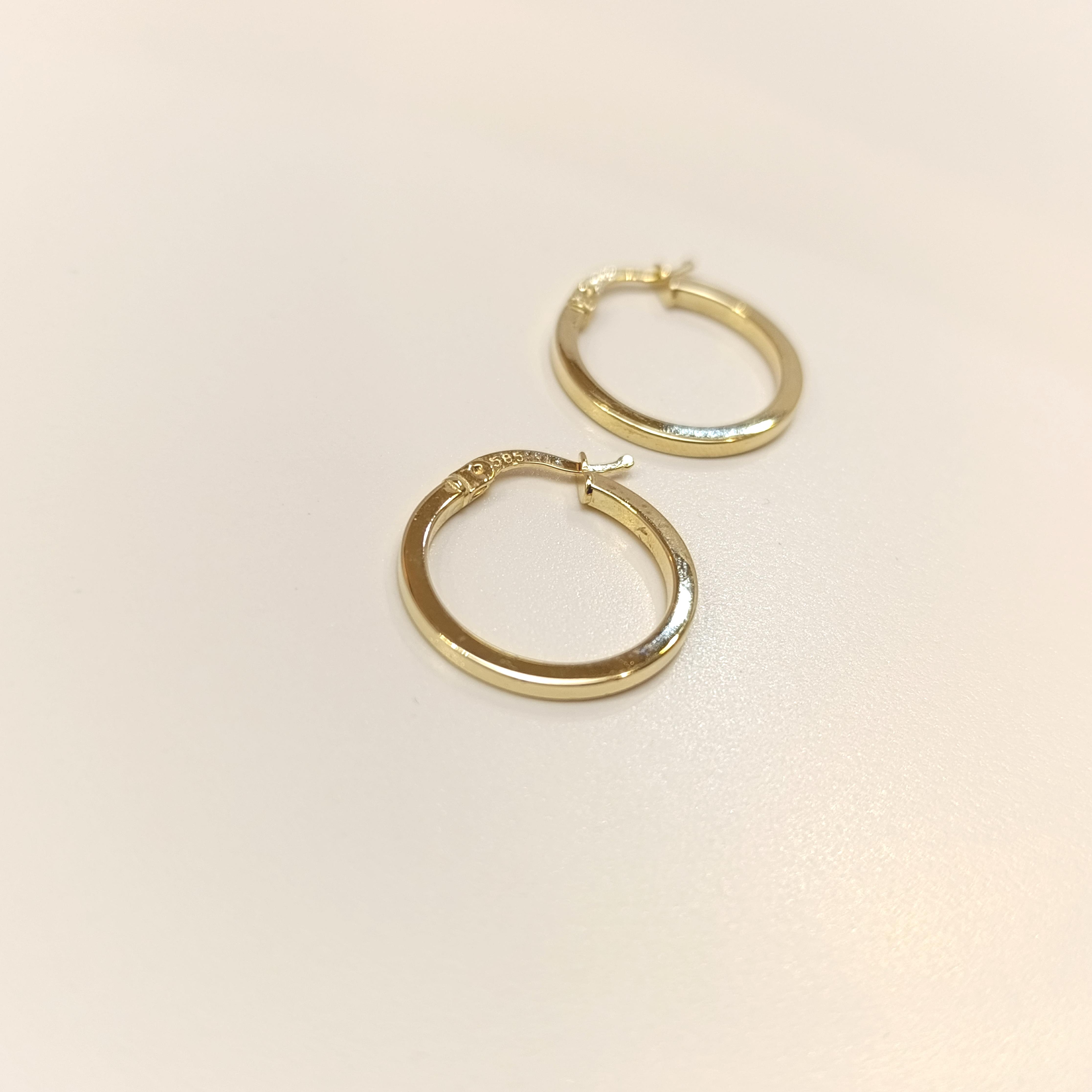 21mm Klasik Ray Halka Küpe 14 Ayar Altın HD VİDEOLU