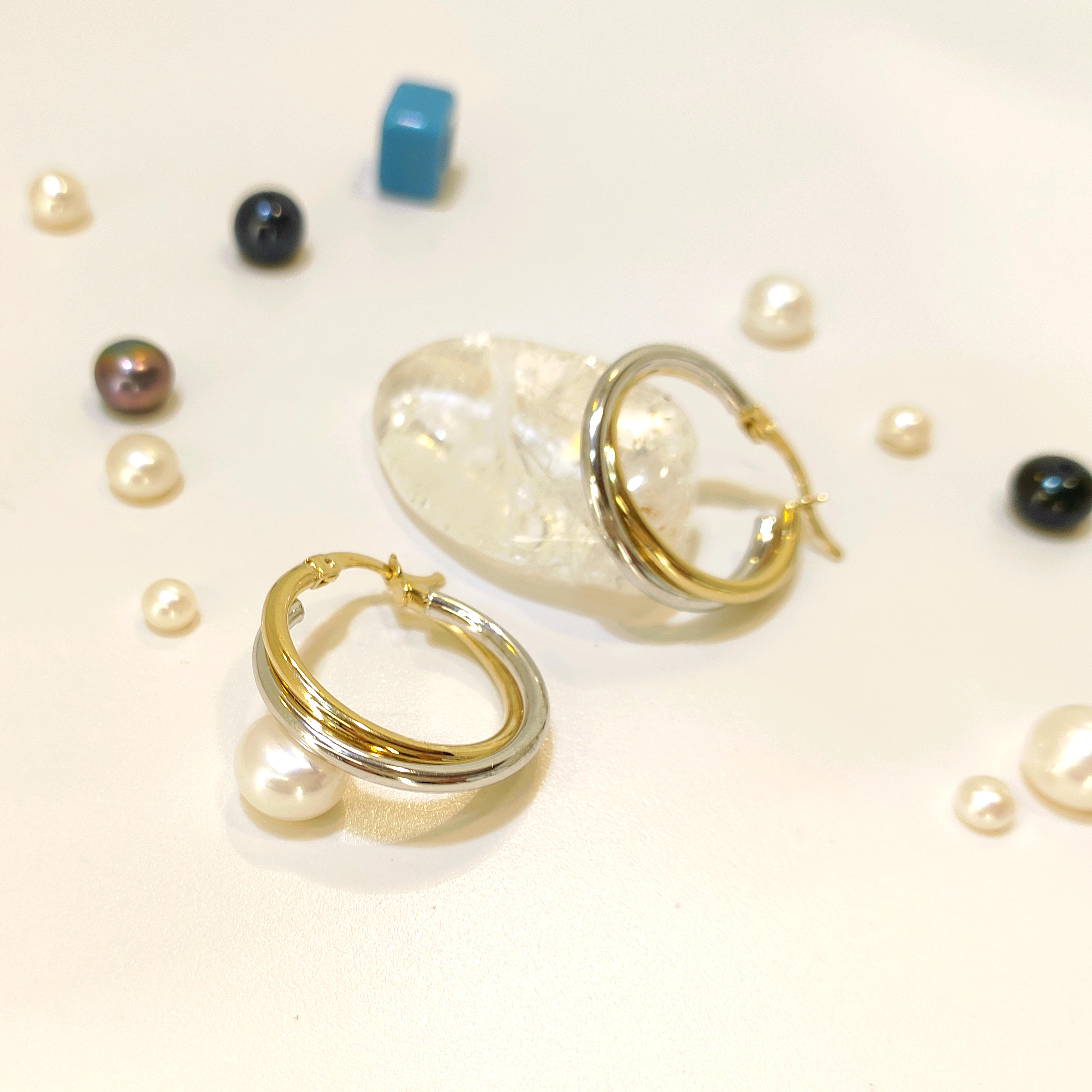 22mm İkili Halka Küpe 14 Ayar Altın 