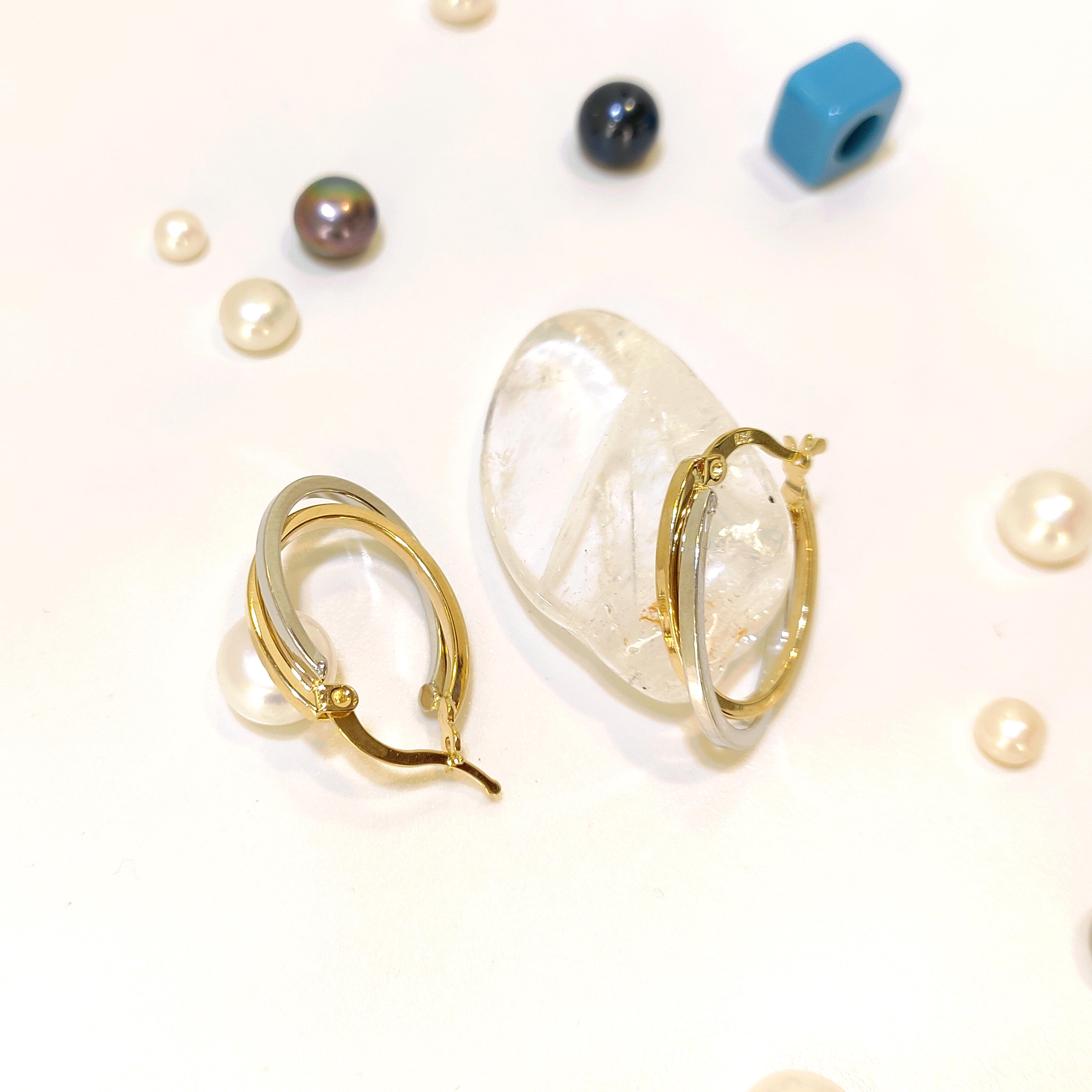 22mm İkili Halka Küpe 14 Ayar Altın 