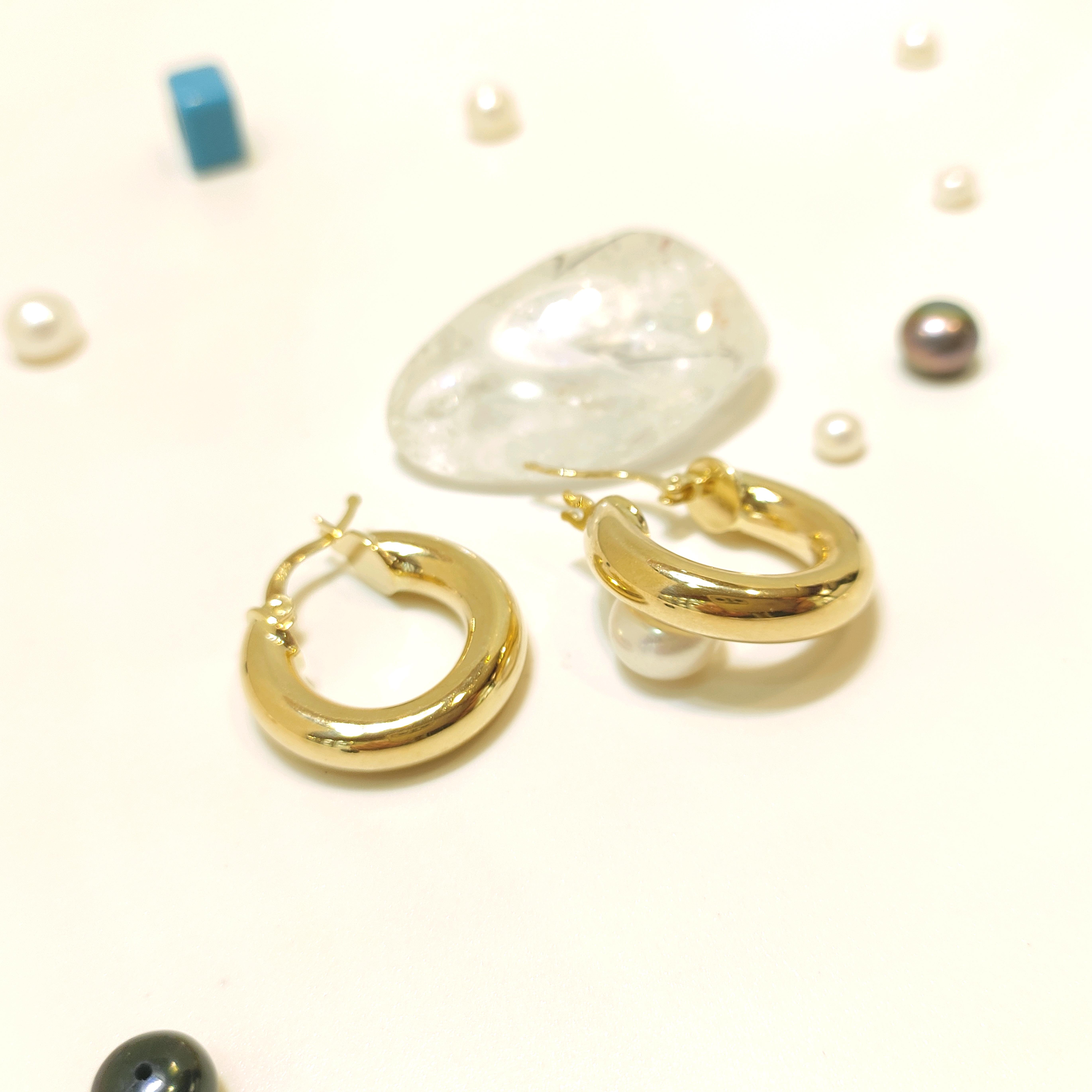 22mm Kalsik Halka Küpe 14 Ayar Altın HD VİDEOLU