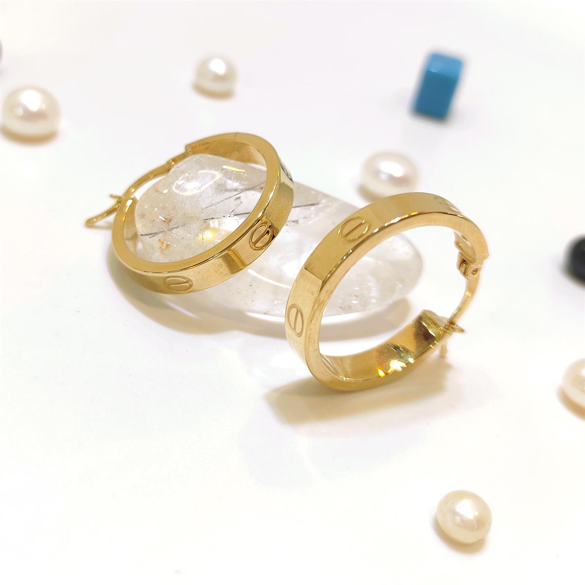 22mm Vida Başı Halka Küpe 14 Ayar Altın HD VİDEOLU