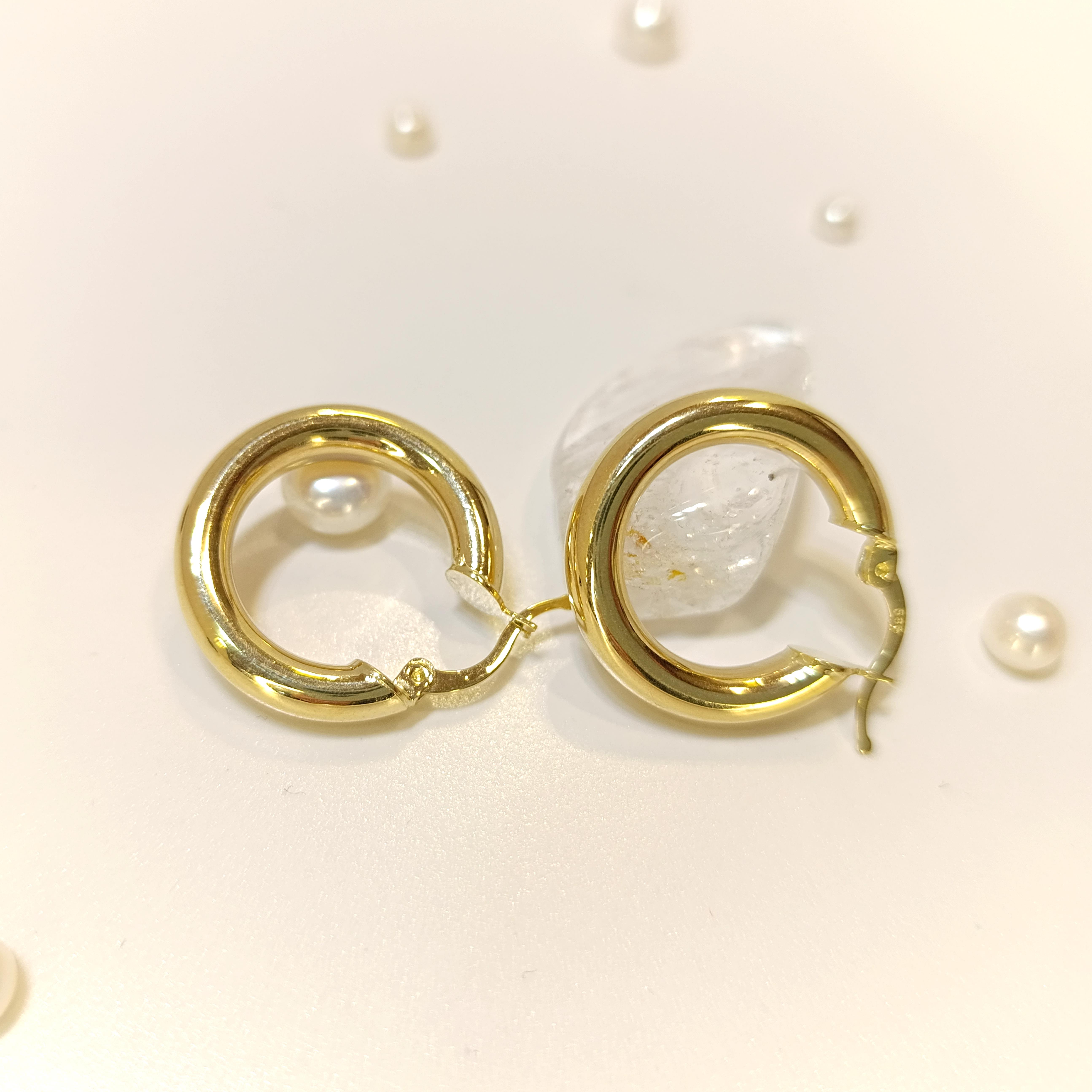 23.5mm Klasik Halka Küpe 14 Ayar Altın HD VİDEOLU